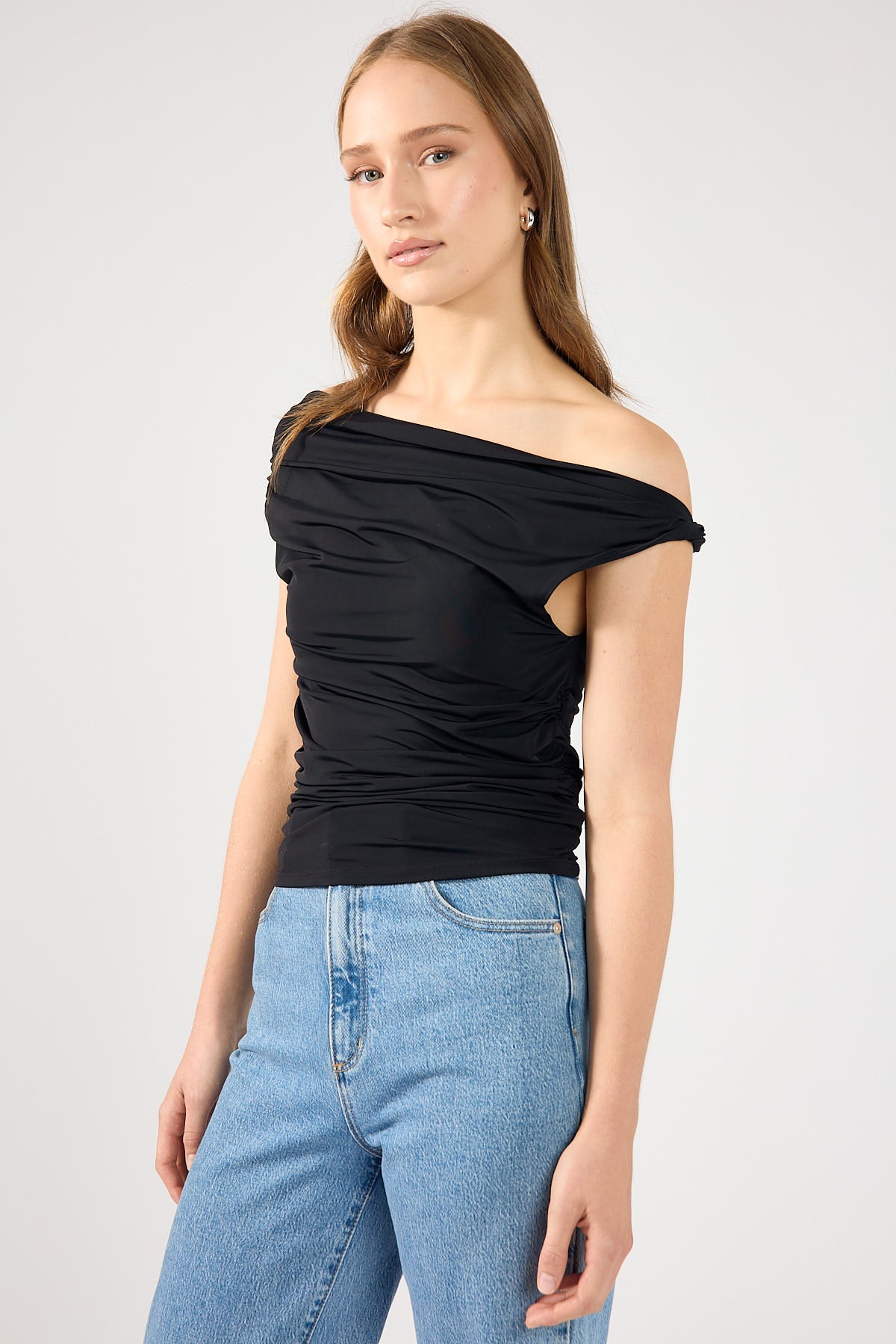 Perfect Stranger Lola Ruched Jersey Top Black