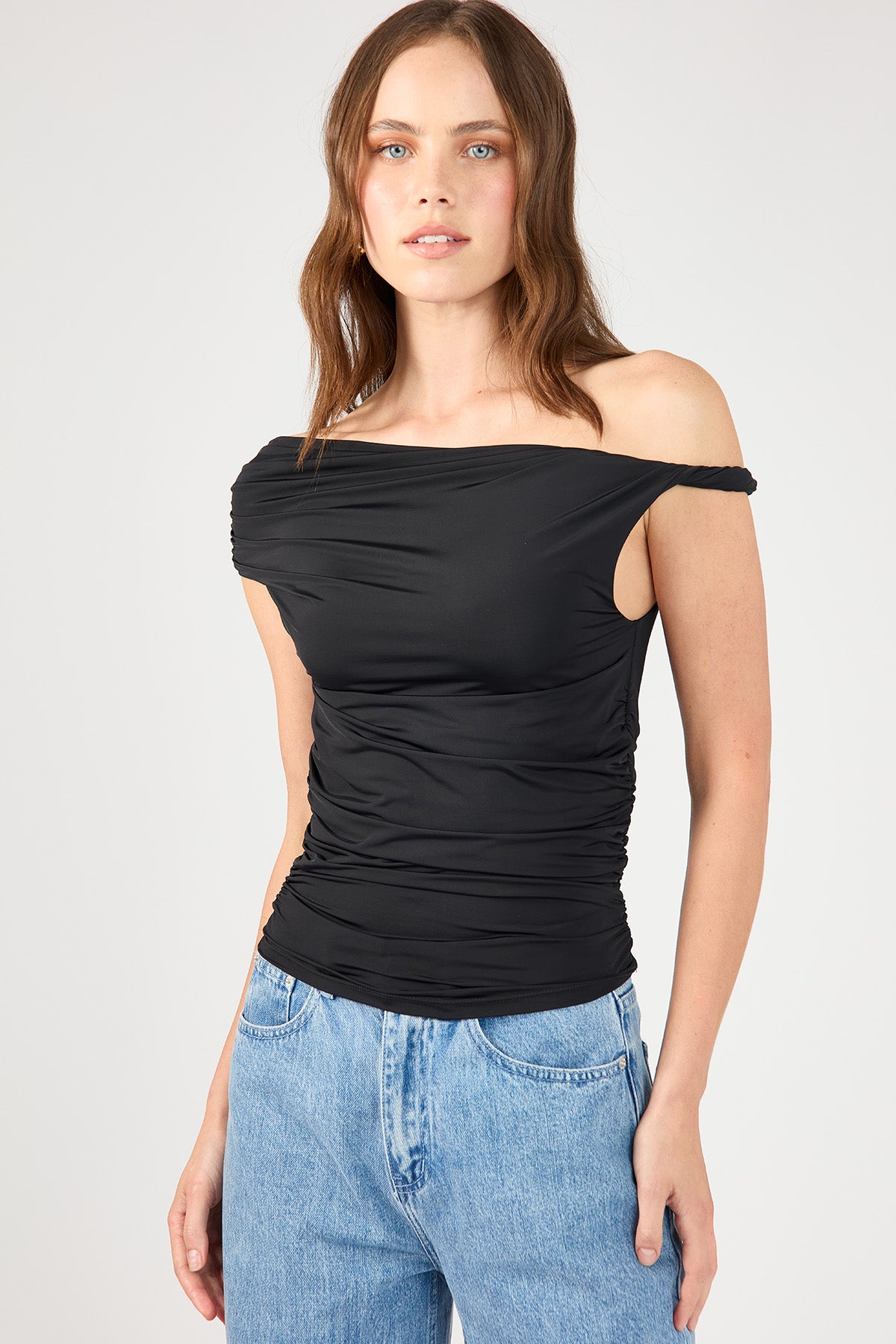 Perfect Stranger Lola Ruched Jersey Top Black