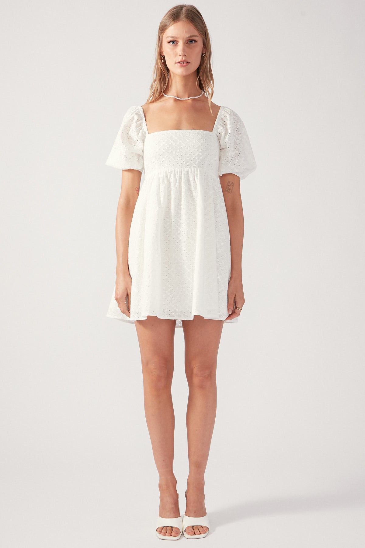 Perfect Stranger Louise Broderie Mini Dress White