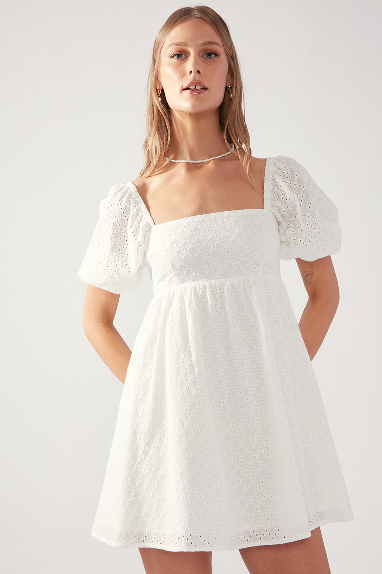 Perfect Stranger Louise Broderie Mini Dress White