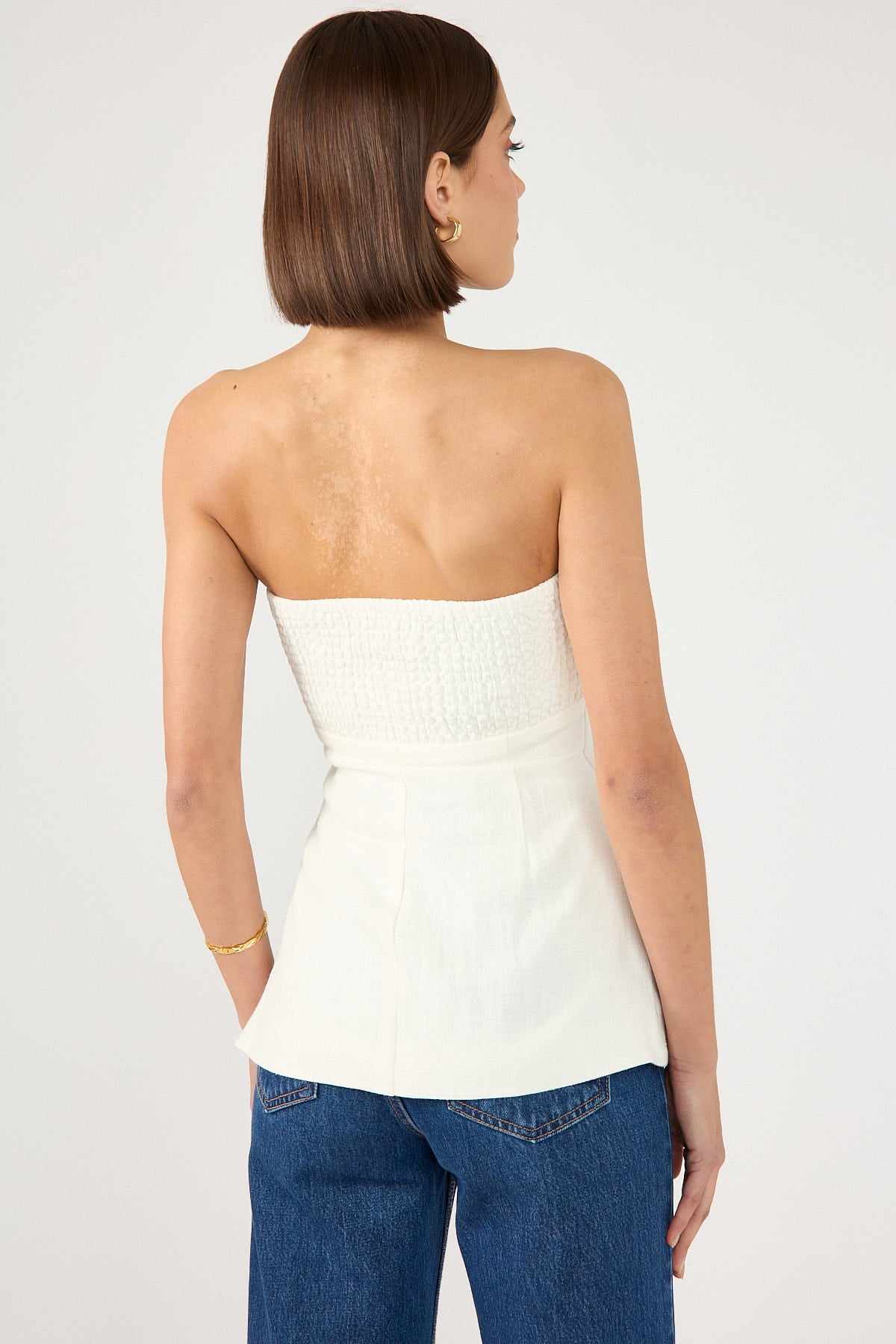 Perfect Stranger MENORCA LINEN STRAPLESS TOP White