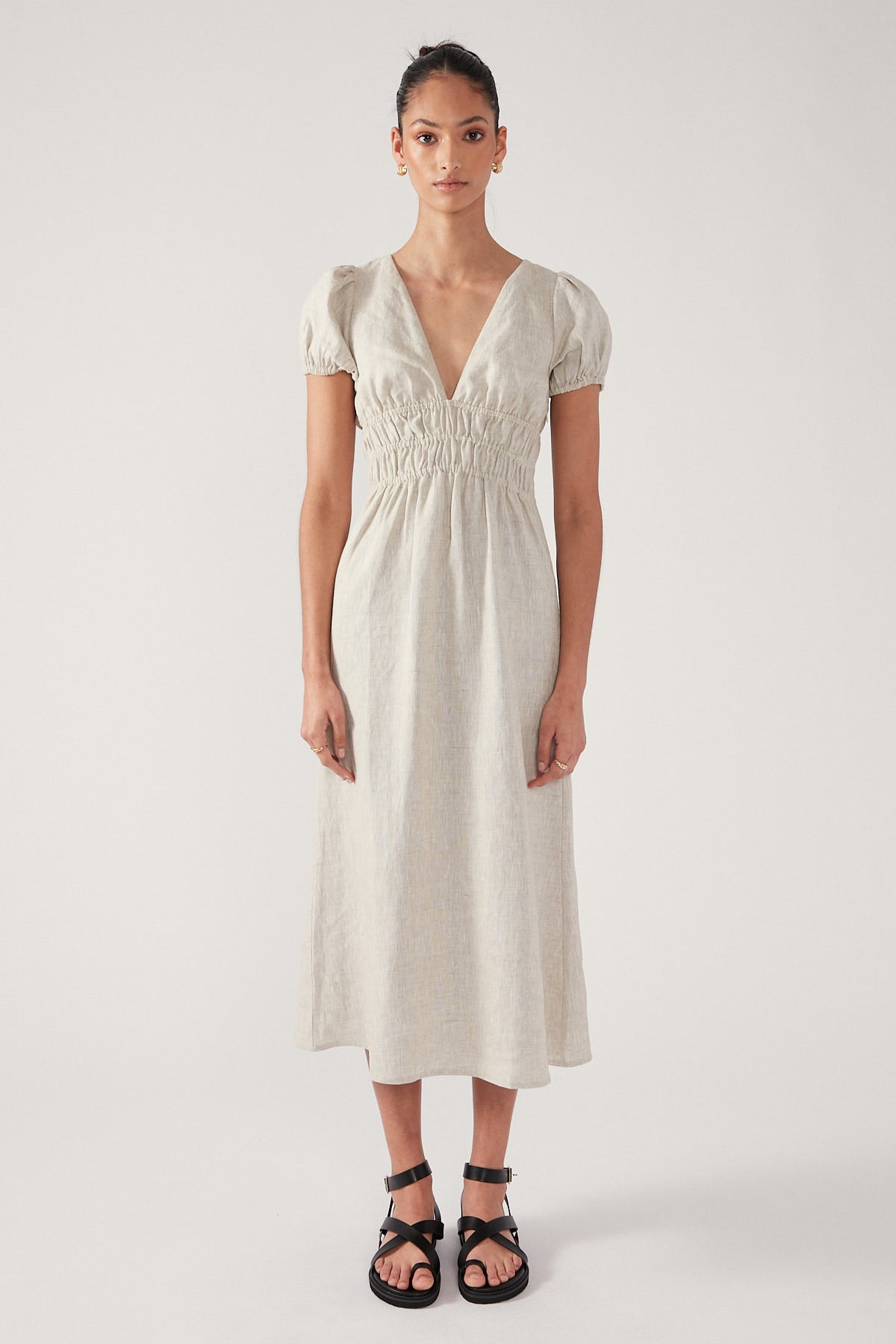 Perfect Stranger MENORCA LINEN MIDI DRESS Nude