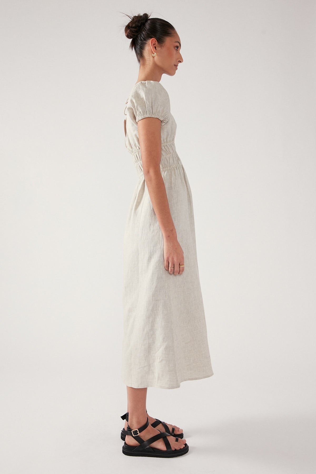 Perfect Stranger MENORCA LINEN MIDI DRESS Nude