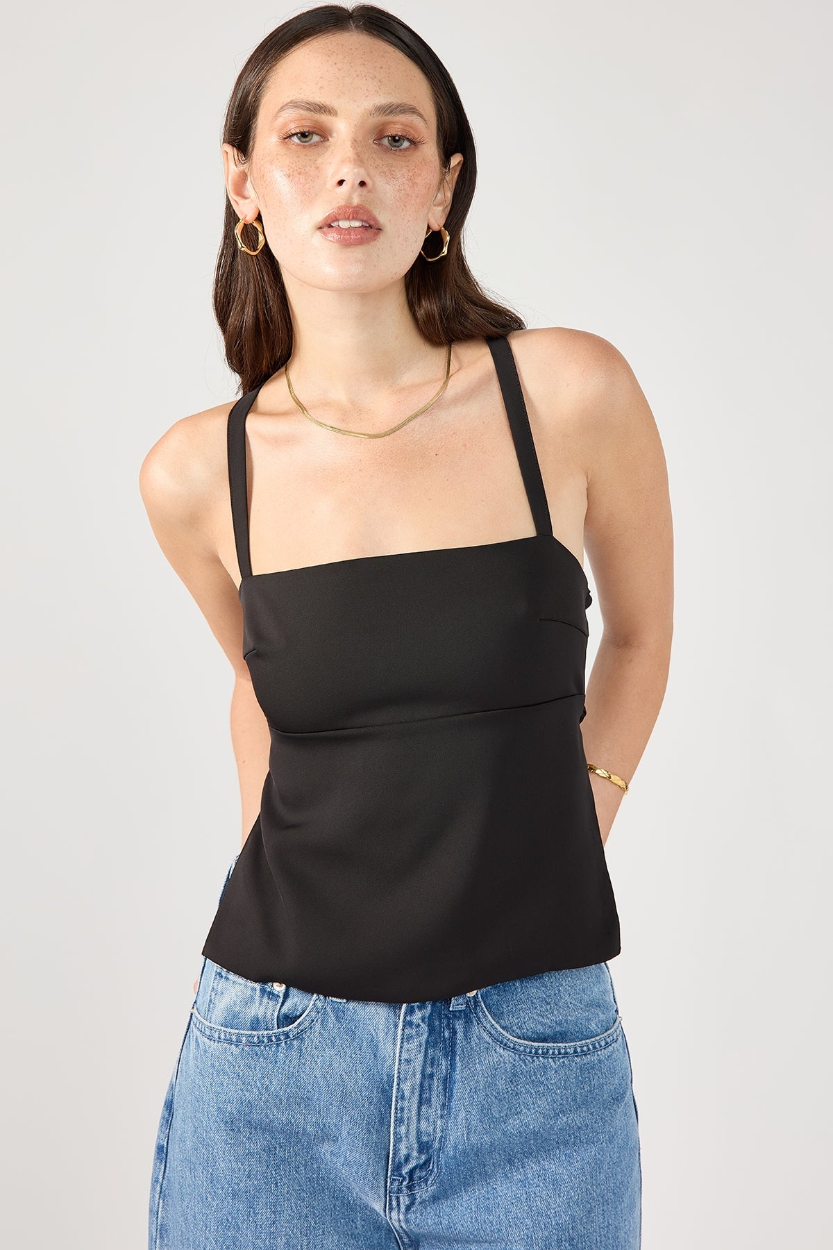 Perfect Stranger Lace Up Back Tie Top Black