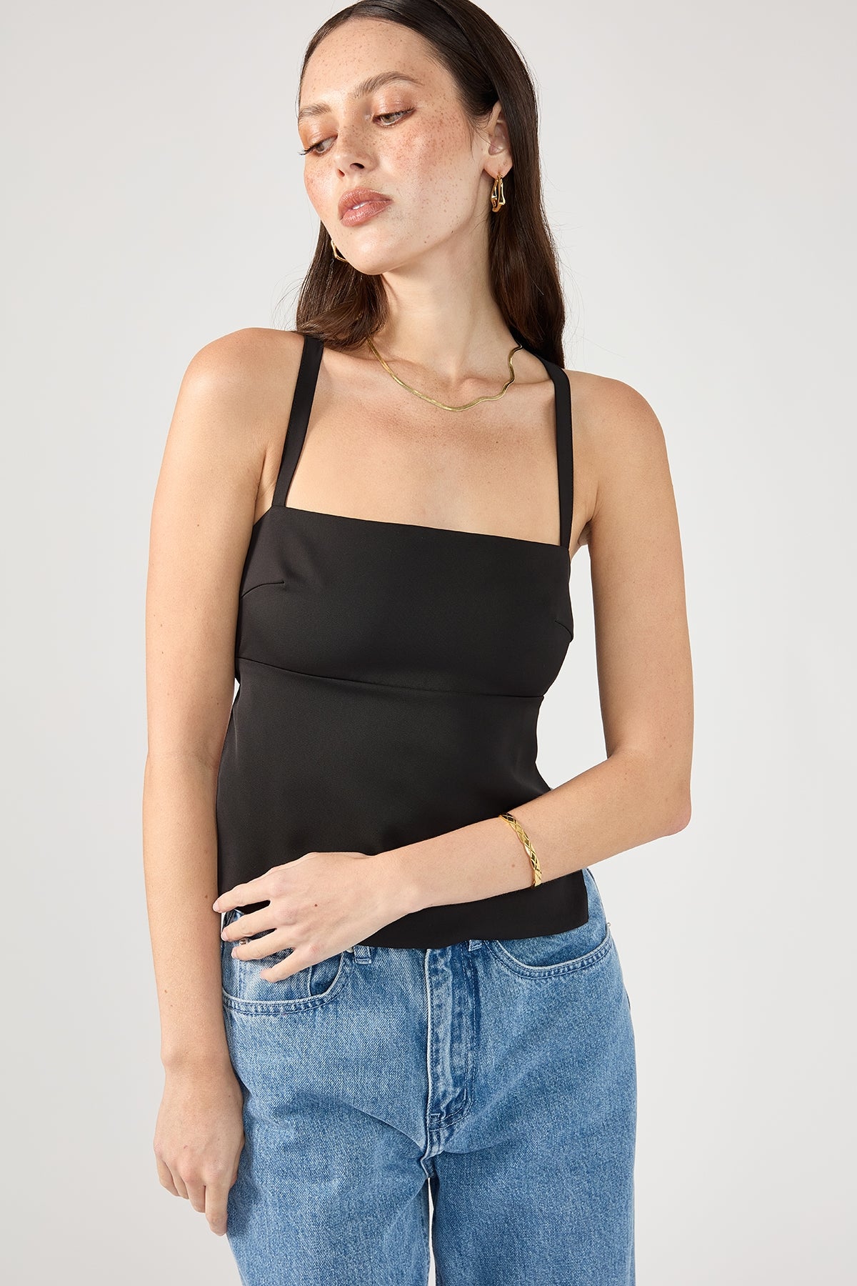 Perfect Stranger Lace Up Back Tie Top Black