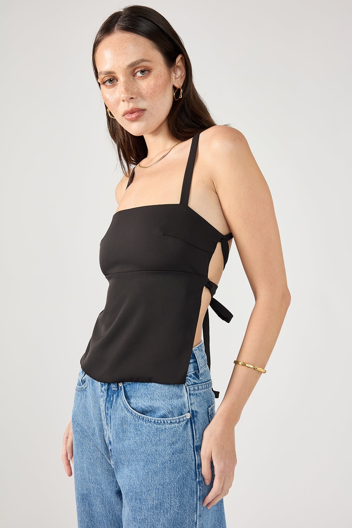 Perfect Stranger Lace Up Back Tie Top Black