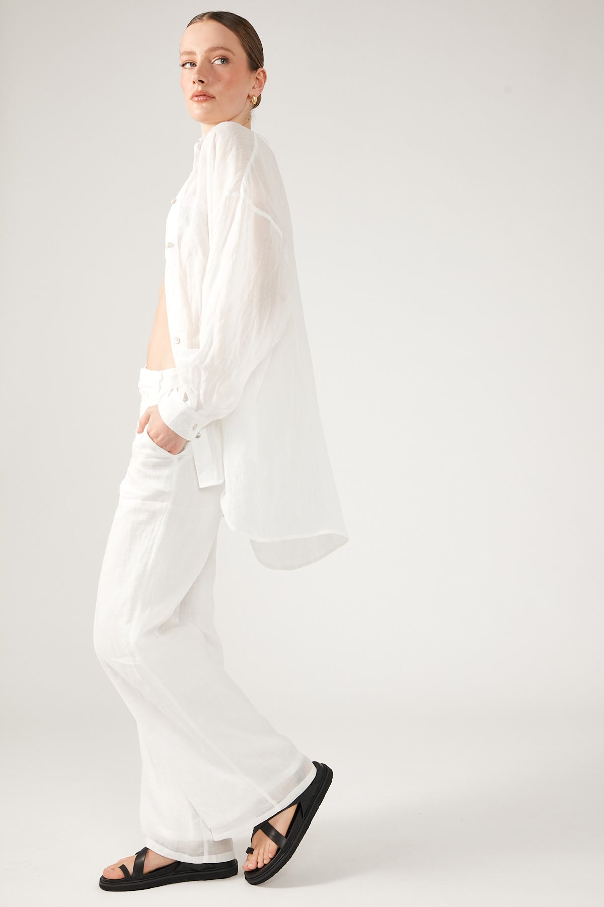 Perfect Stranger Golden Hour Ramie Pant White