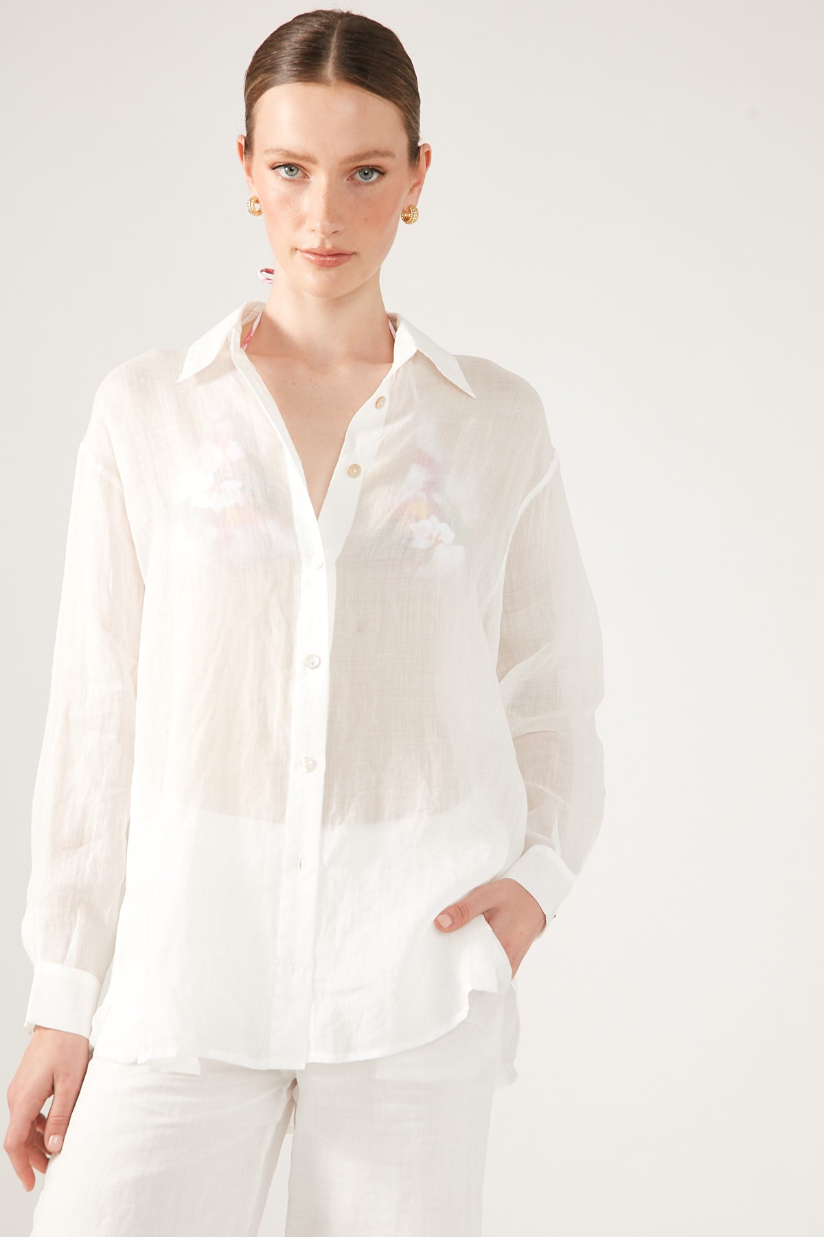 Perfect Stranger Dominique Elissa Golden Hour Ramie Shirt White