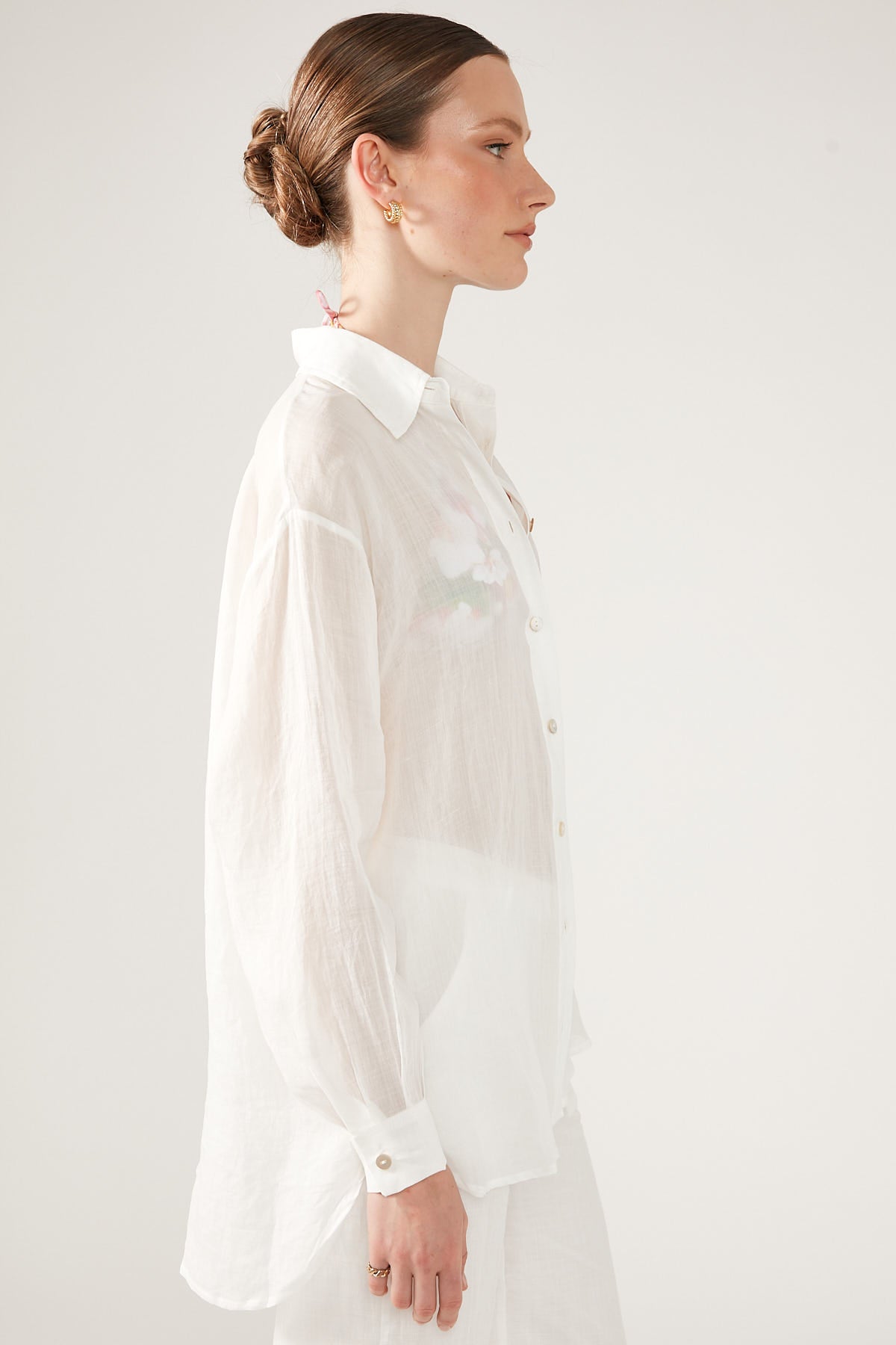 Perfect Stranger Dominique Elissa Golden Hour Ramie Shirt White