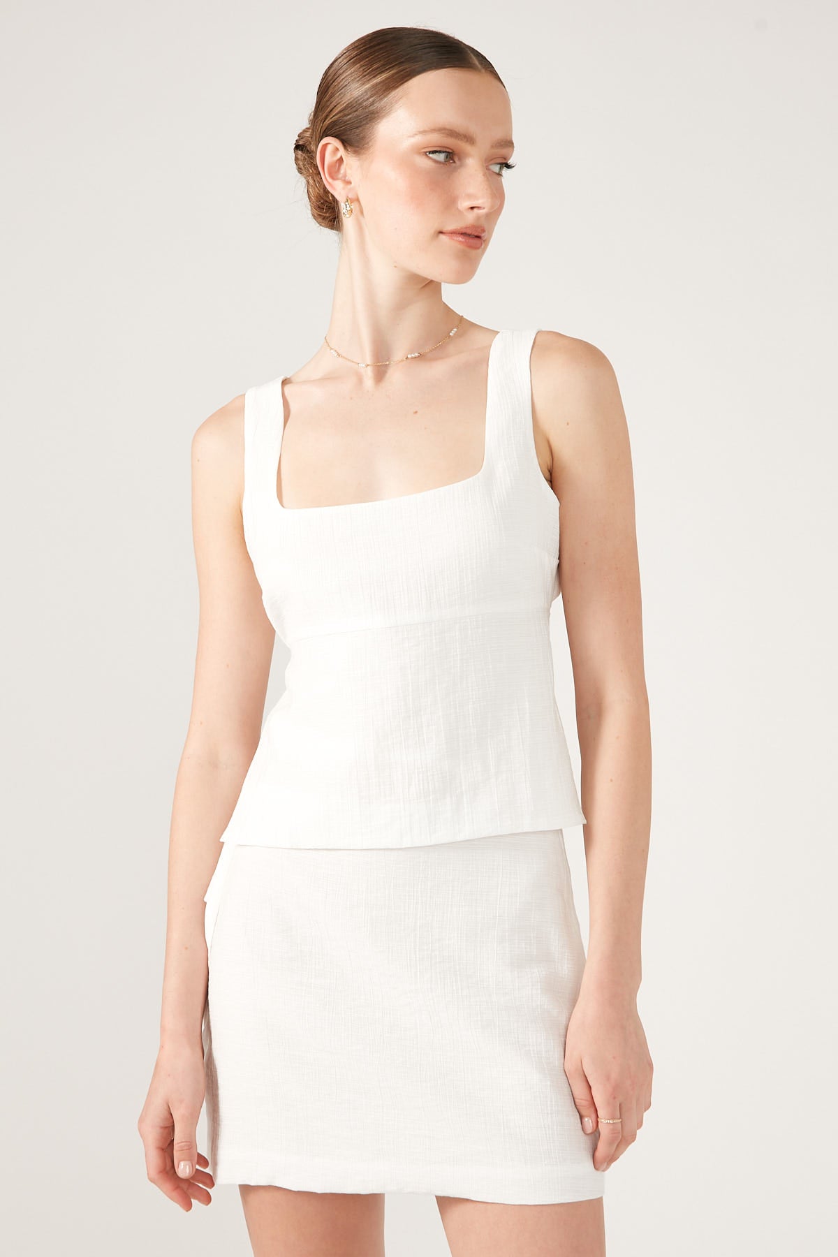 Perfect Stranger Dominique Elissa Golden Hour Backless Cami Top White