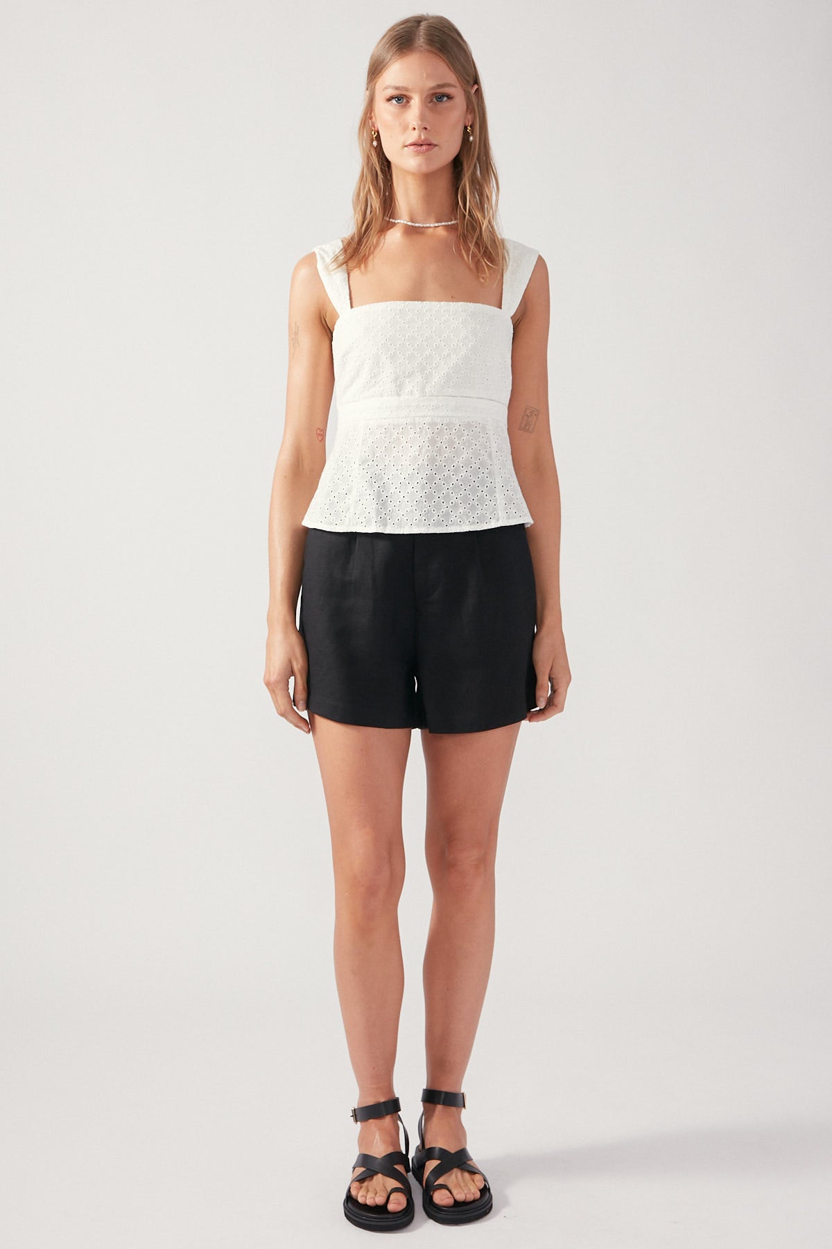 Perfect Stranger Louise Broderie Top White