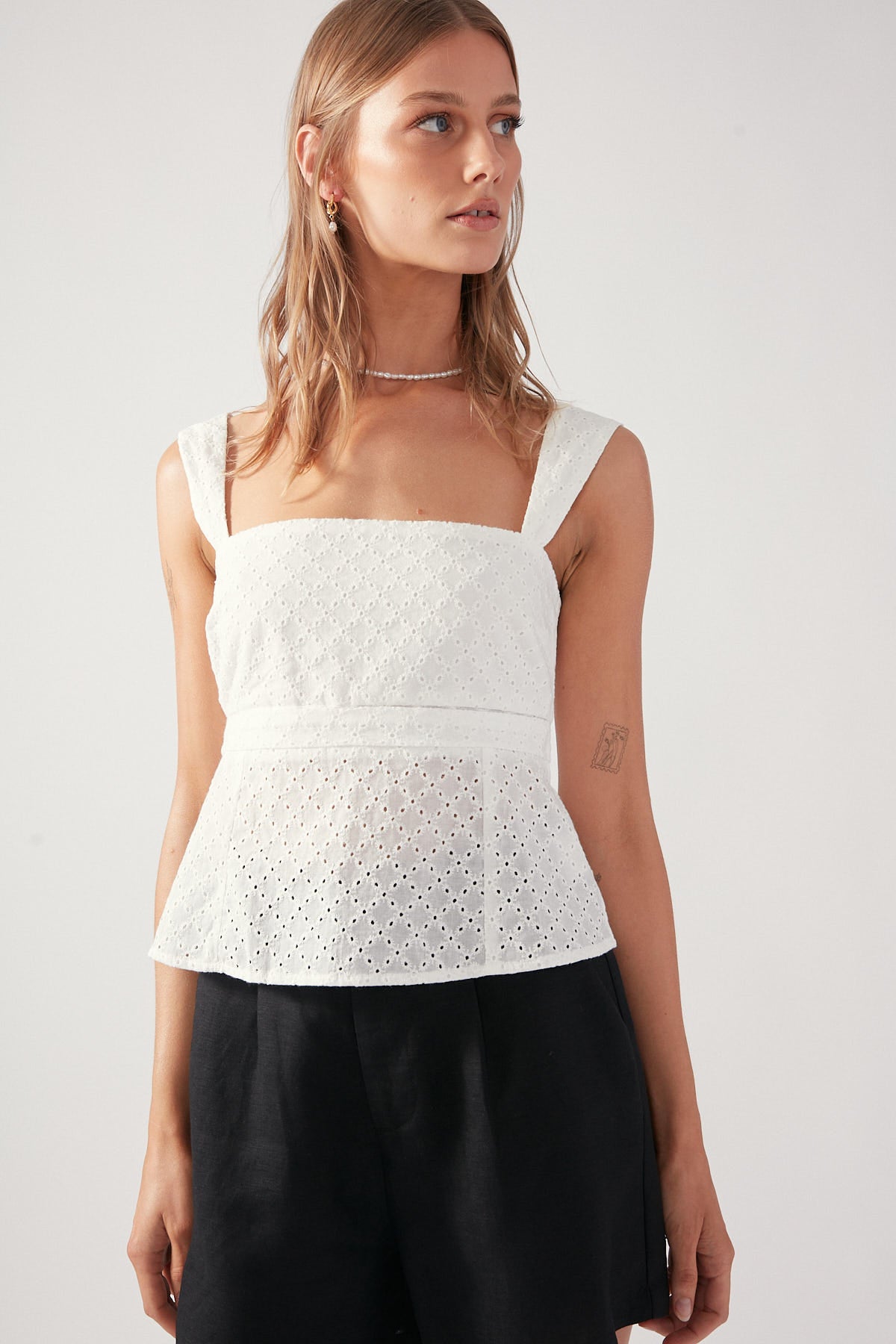 Perfect Stranger Louise Broderie Top White