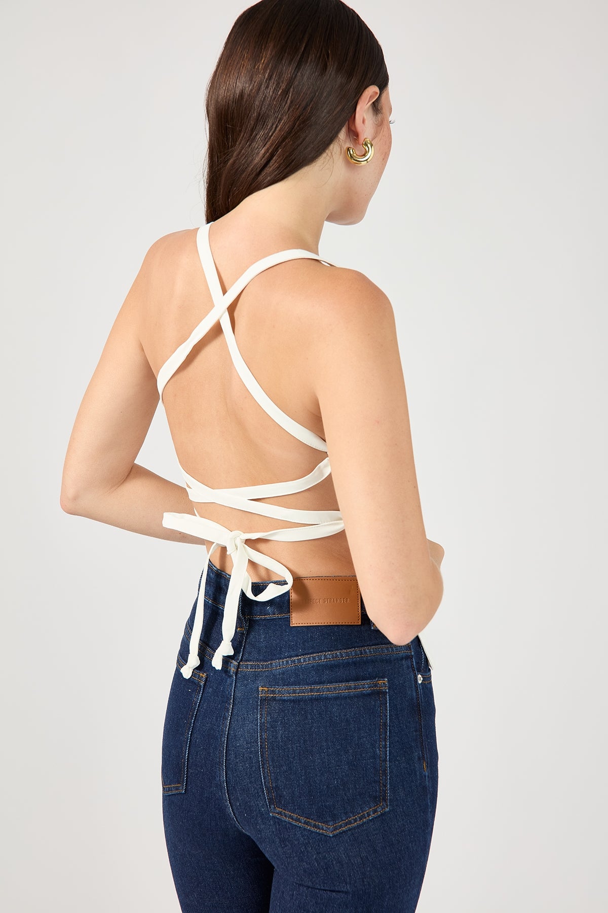 Perfect Stranger Lace Up Back Tie Top White