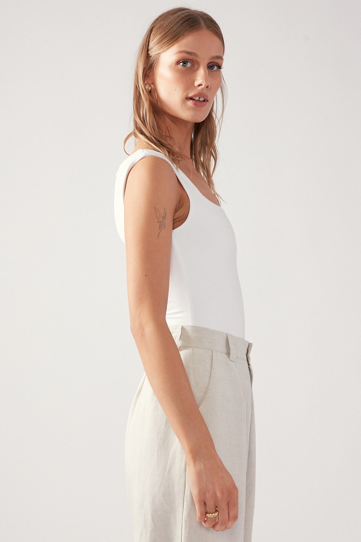 Perfect Stranger SLEEK LINES  JERSEY BODYSUIT White