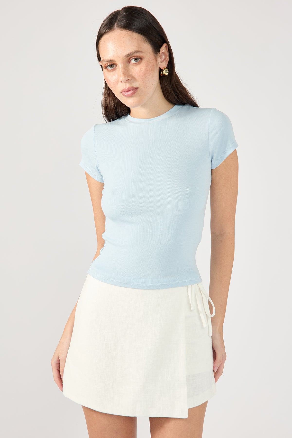 Perfect Stranger Cap Sleeve Tee Sky Blue