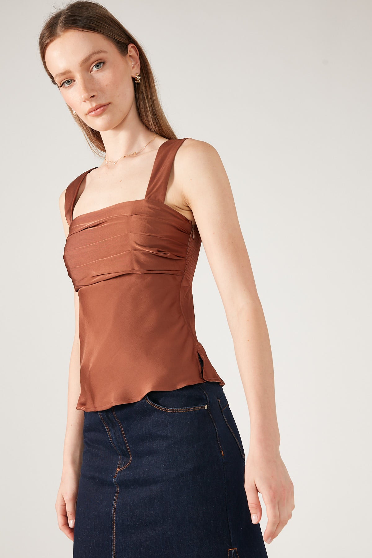 Perfect Stranger Simona Rouched Cami Brown