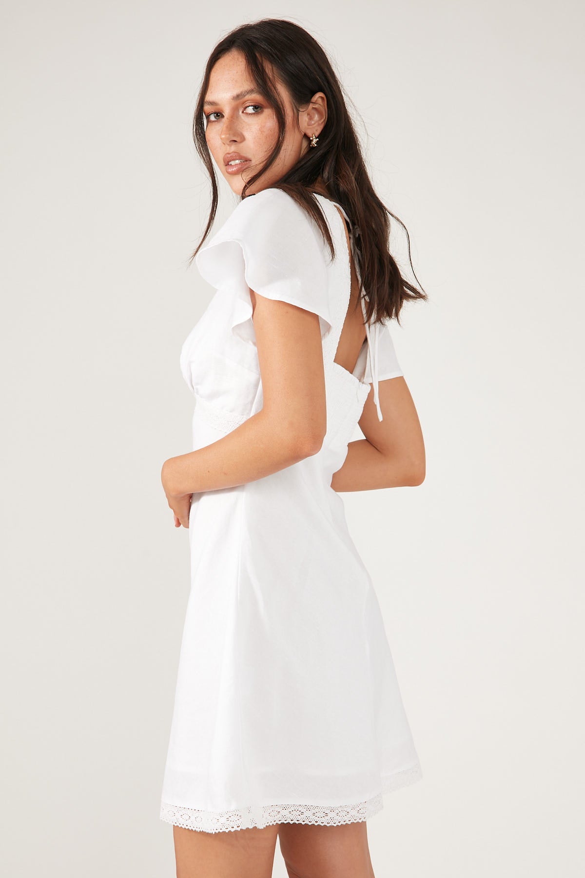 Perfect Stranger Lucia Linen Mini Dress White