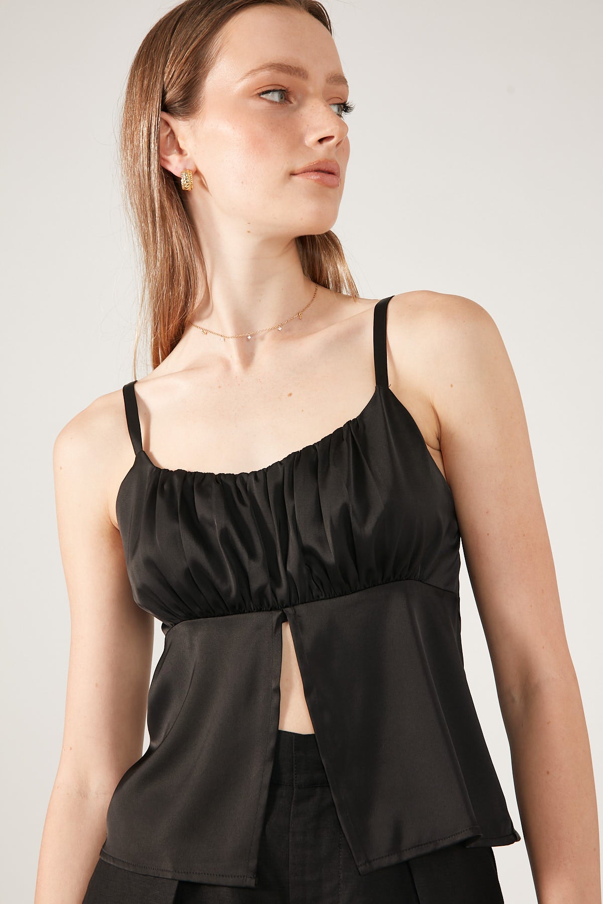 Perfect Stranger Wendy Open Front Cami Top Black