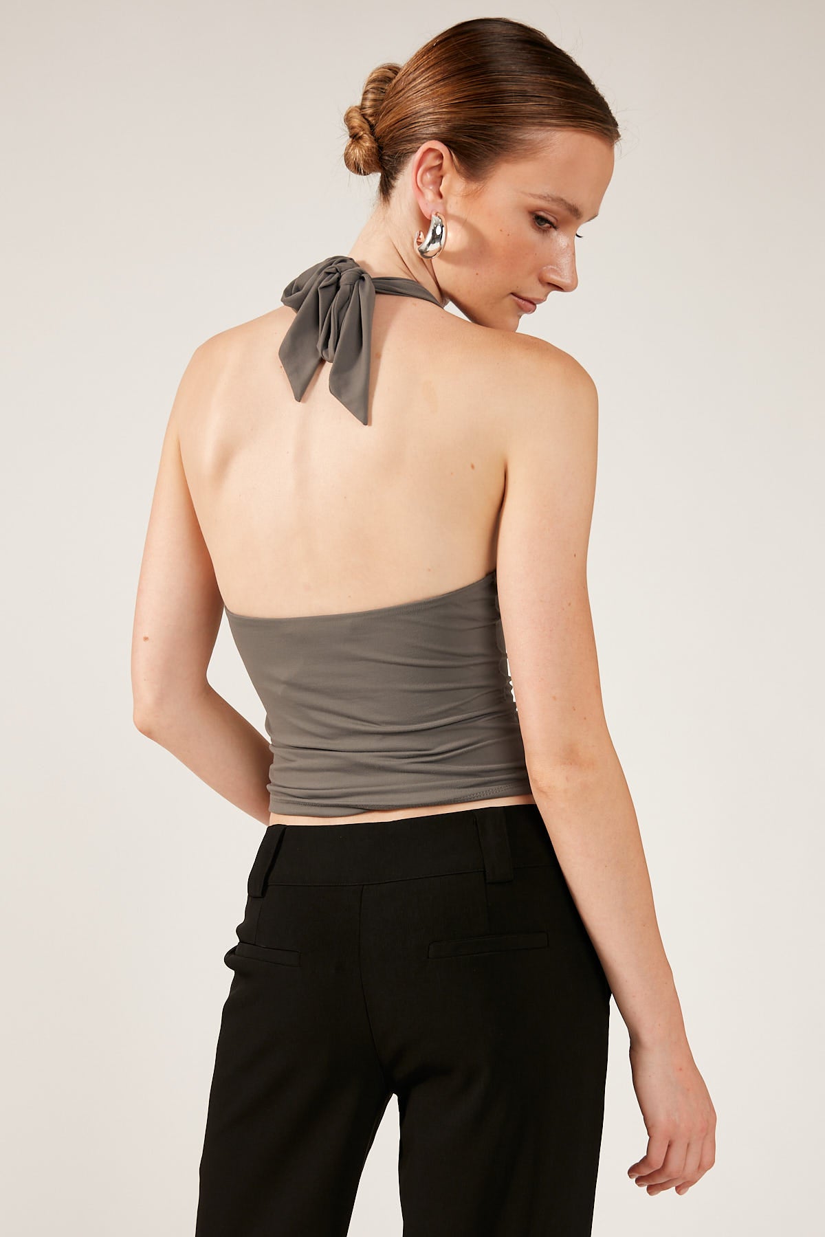 Perfect Stranger Gemma Halter Neck Top Charcoal