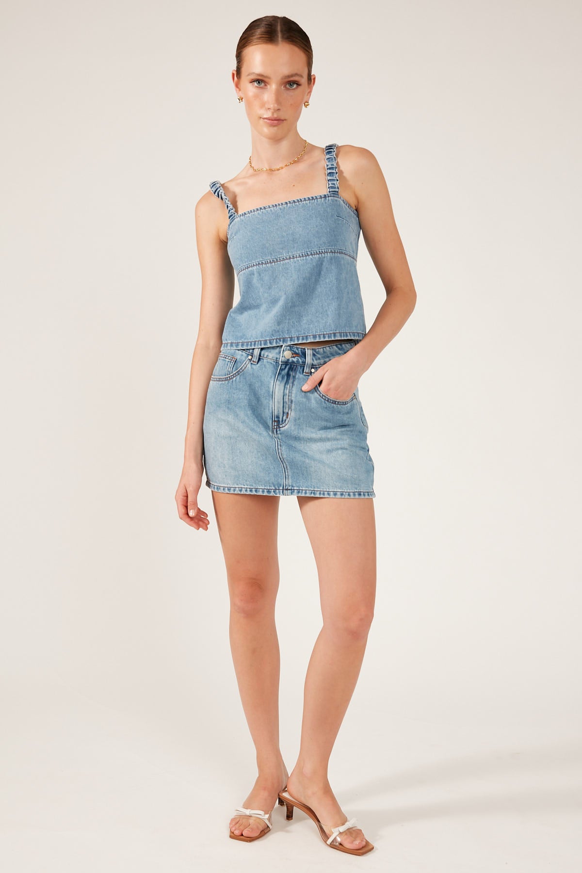 Denim hot sale cami overalls