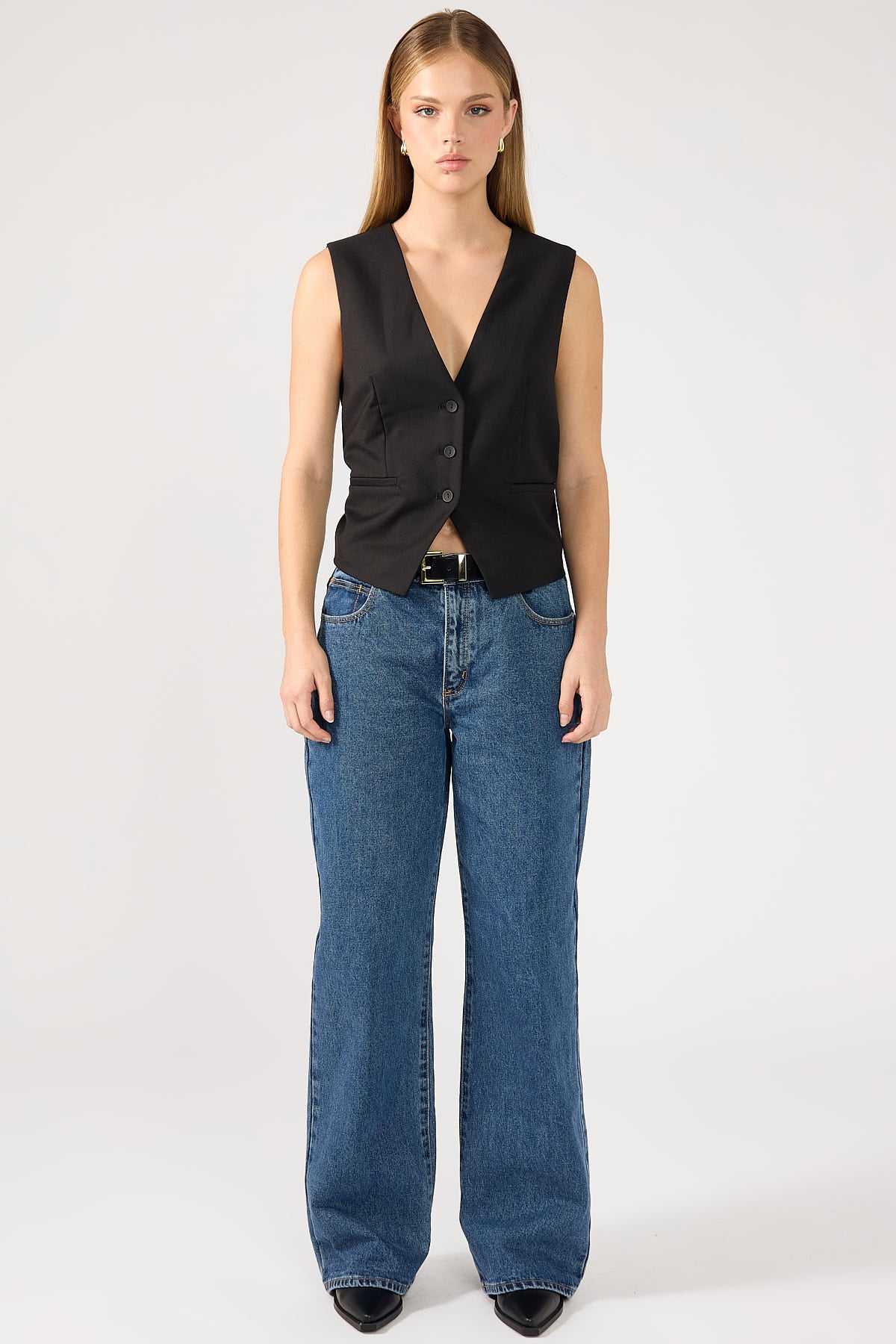 Perfect Stranger Maeve Relaxed Tailored Vest Black