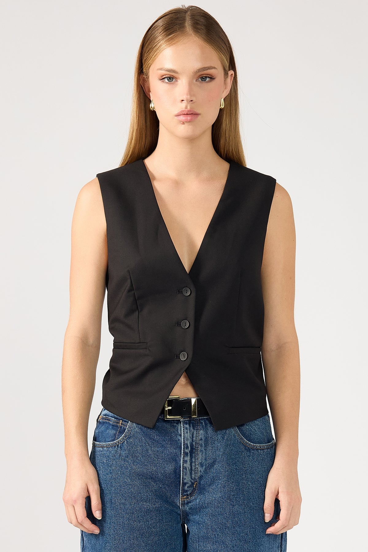 Perfect Stranger Maeve Relaxed Tailored Vest Black