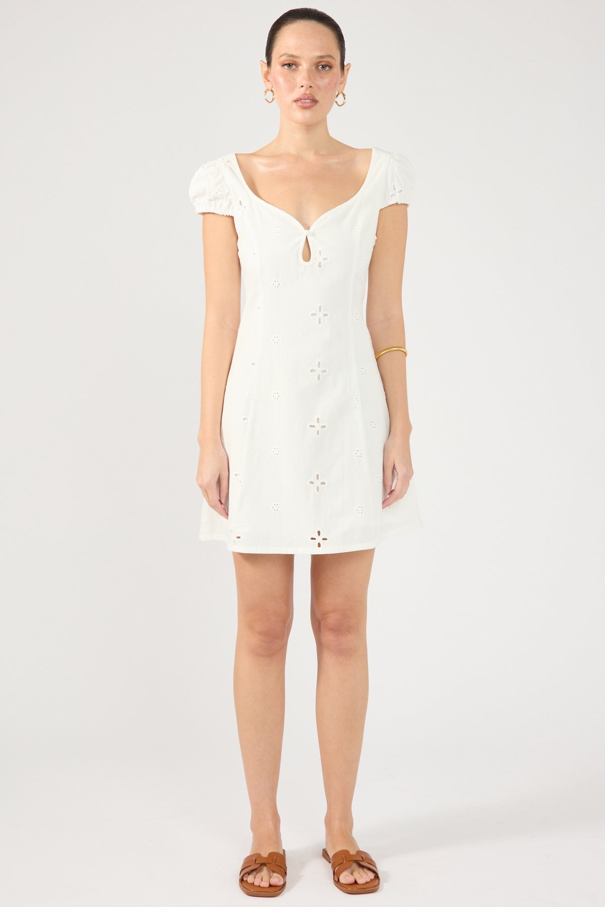 Perfect Stranger Jacqueline Broderie Mini Dress White