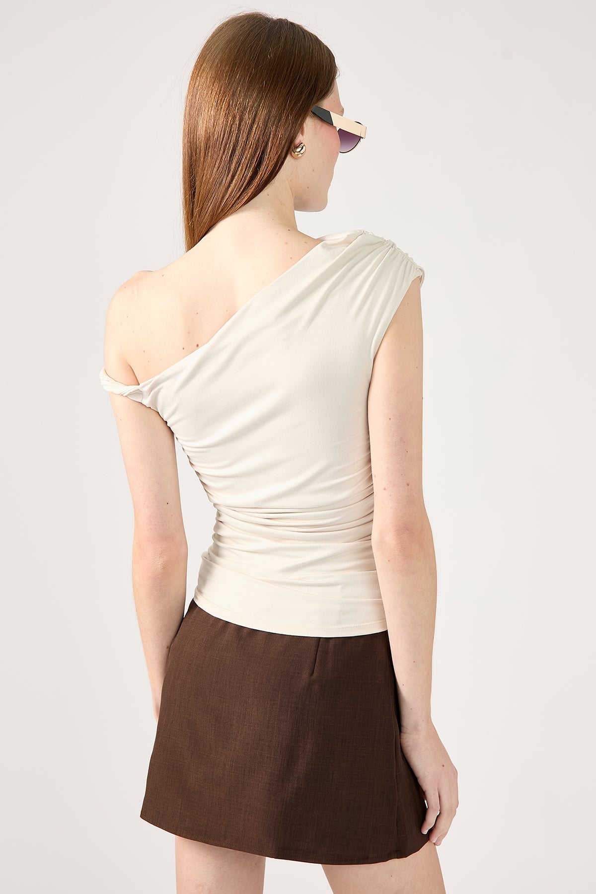 Perfect Stranger Lola Ruched Jersey Top Cream