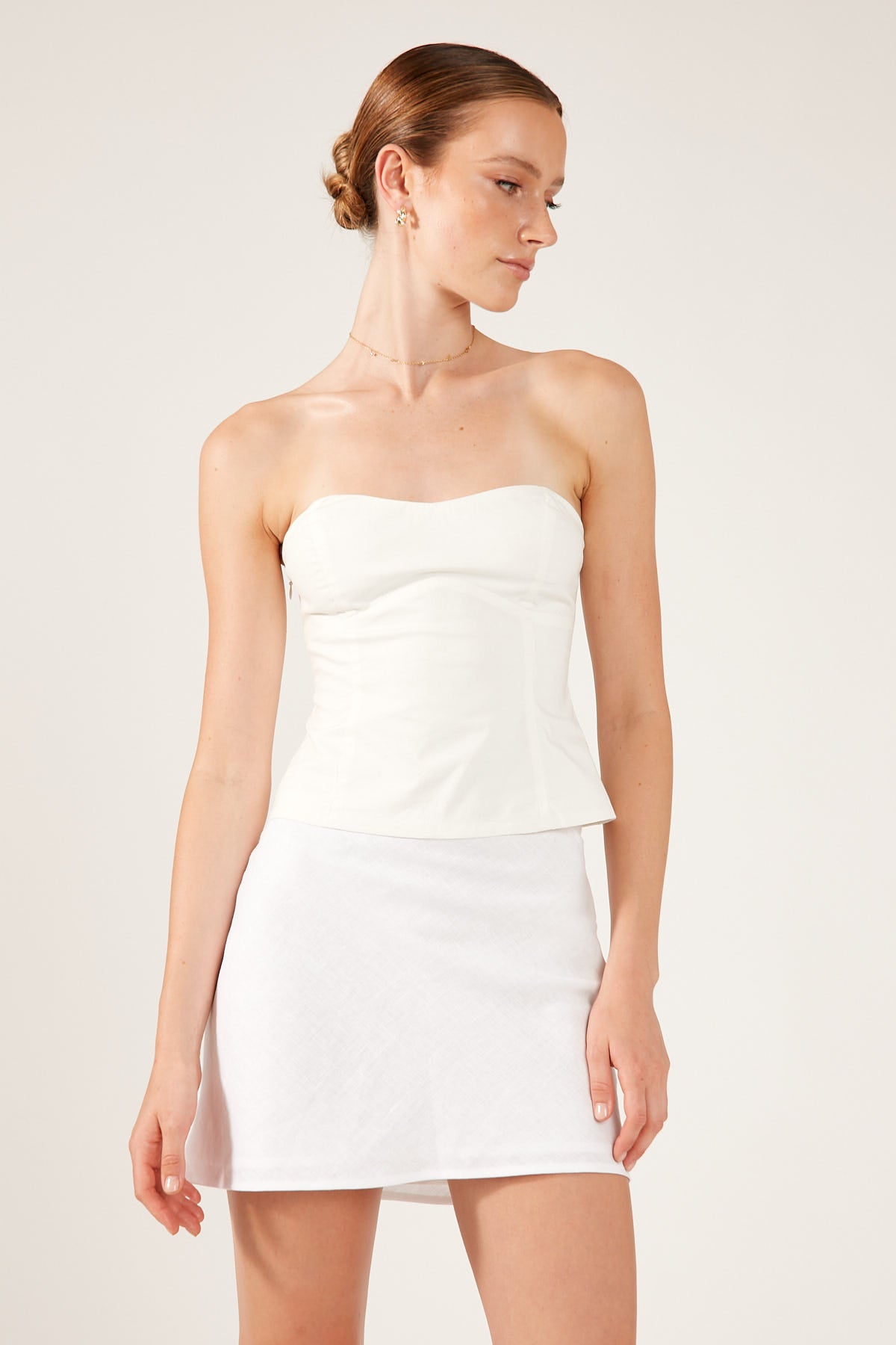 Perfect Stranger Galia Linen Mini Skirt White