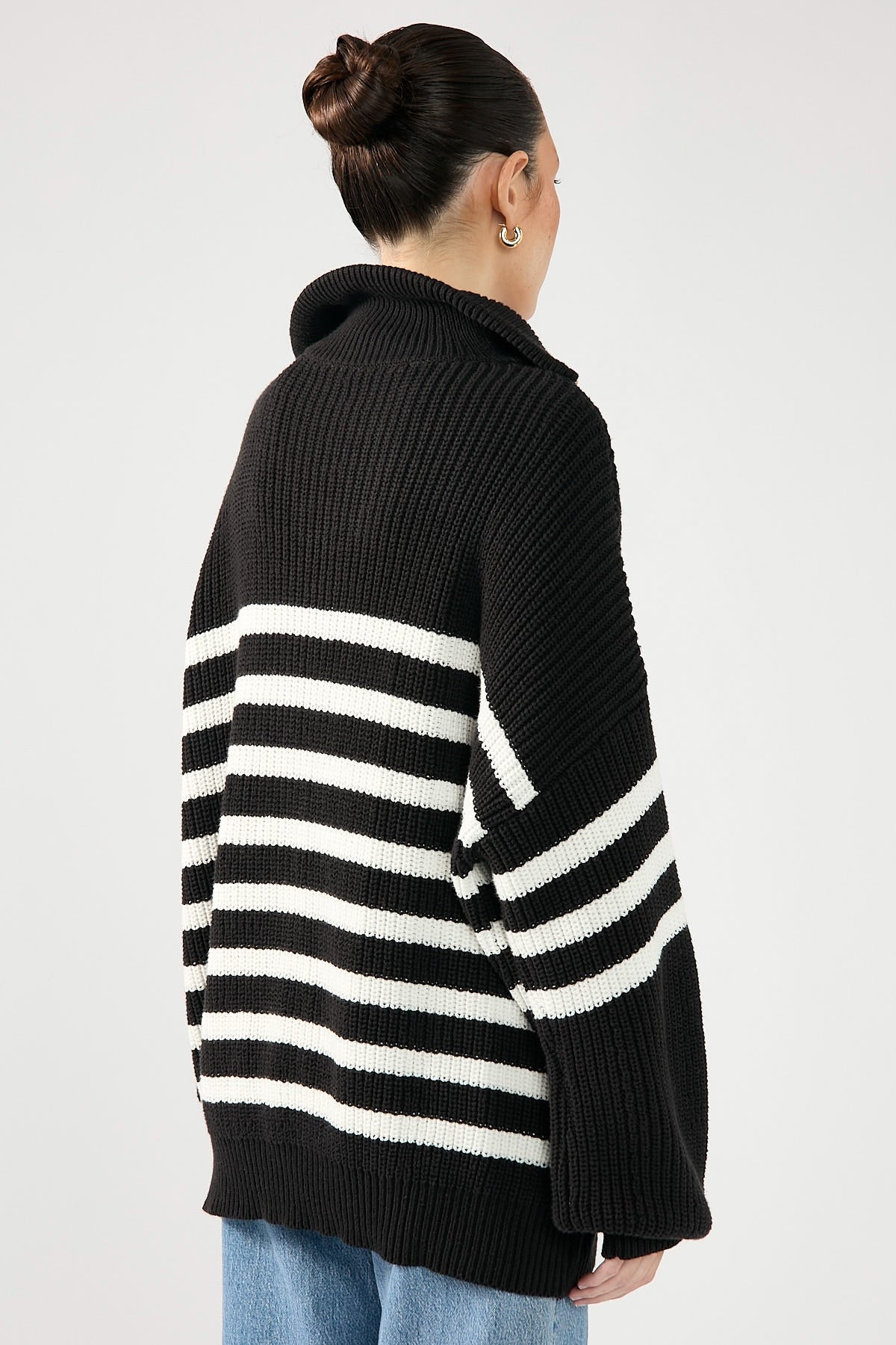 Perfect Stranger Francesca Oversized Striped Zip Up Knit Black