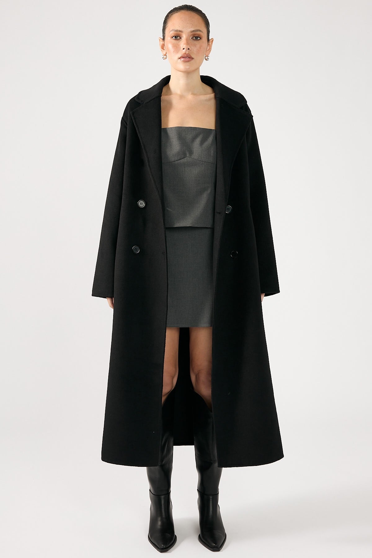 Perfect Stranger Asher Long Line Coat Black