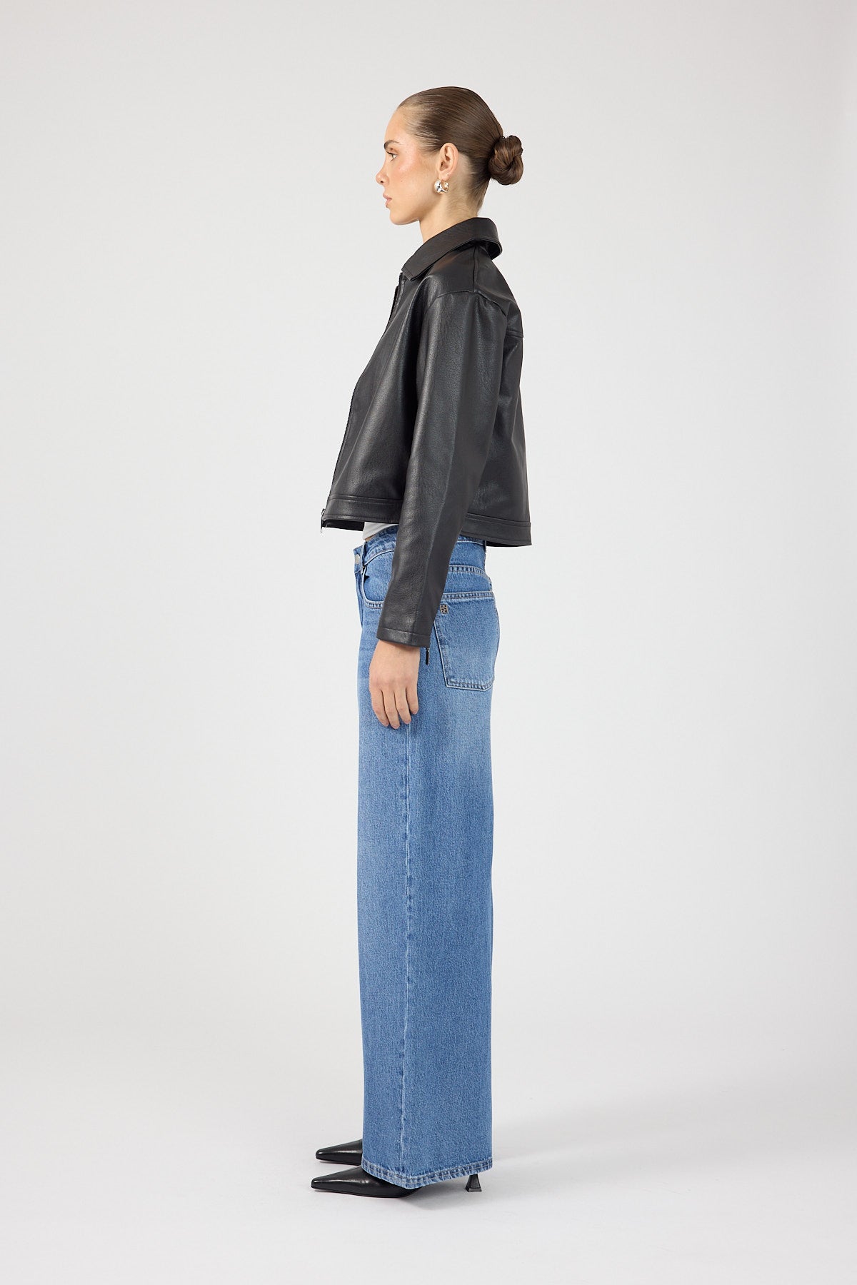 Perfect Stranger Kandice PU Zip Up Jacket Black