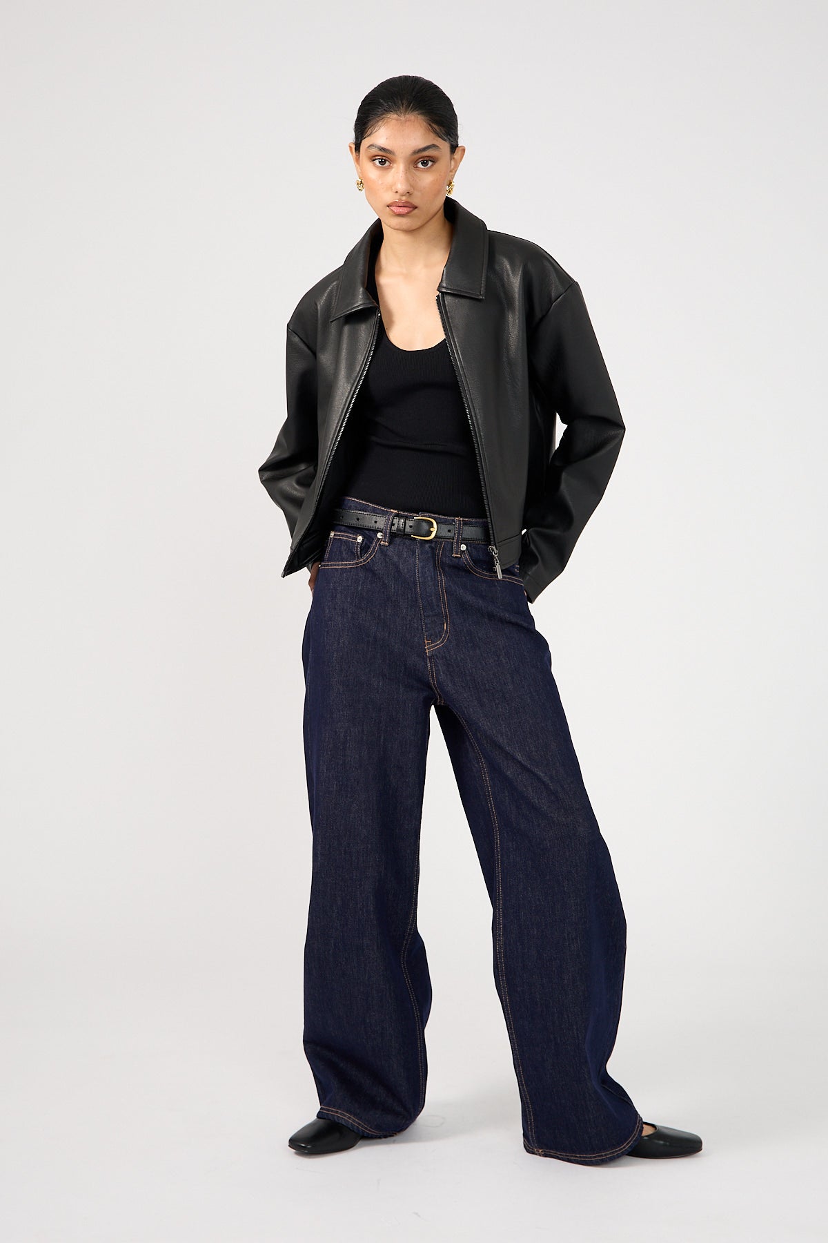 Perfect Stranger Kandice PU Zip Up Jacket Black