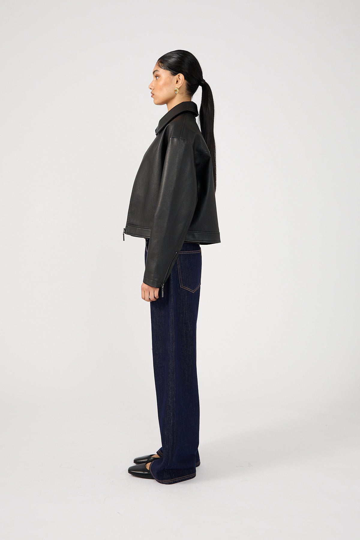 Perfect Stranger Kandice PU Zip Up Jacket Black