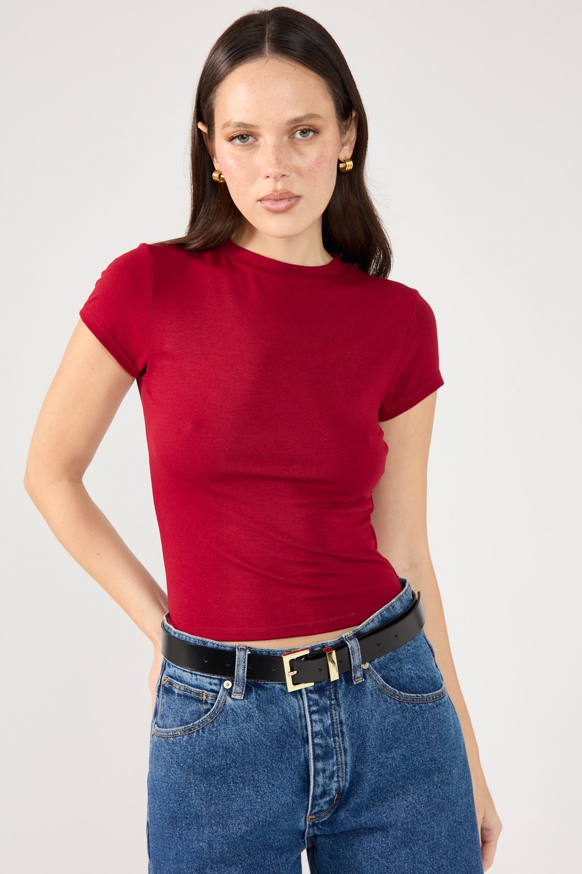 Perfect Stranger Cap Sleeve Tee Wine