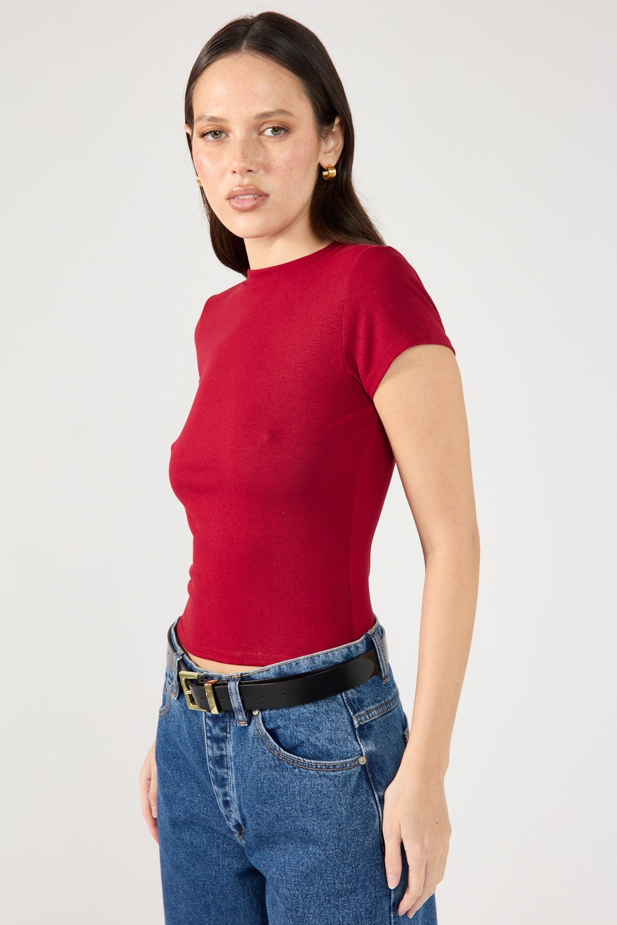 Perfect Stranger Cap Sleeve Tee Wine