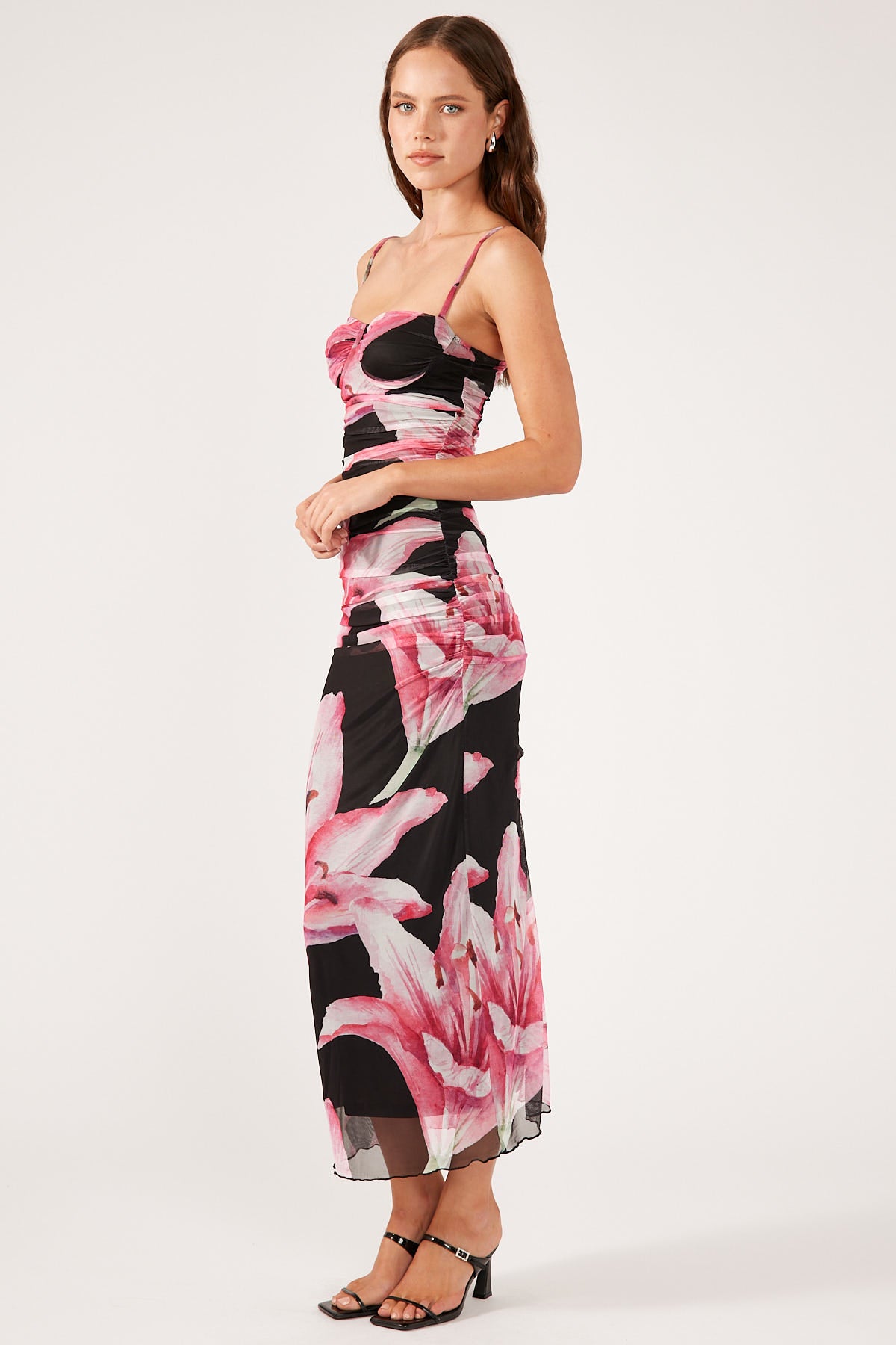 Perfect Stranger Stargazer  Mesh Maxi Dress Black Print