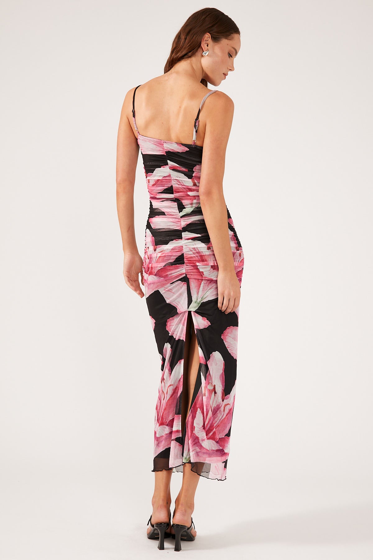 Perfect Stranger Stargazer  Mesh Maxi Dress Black Print