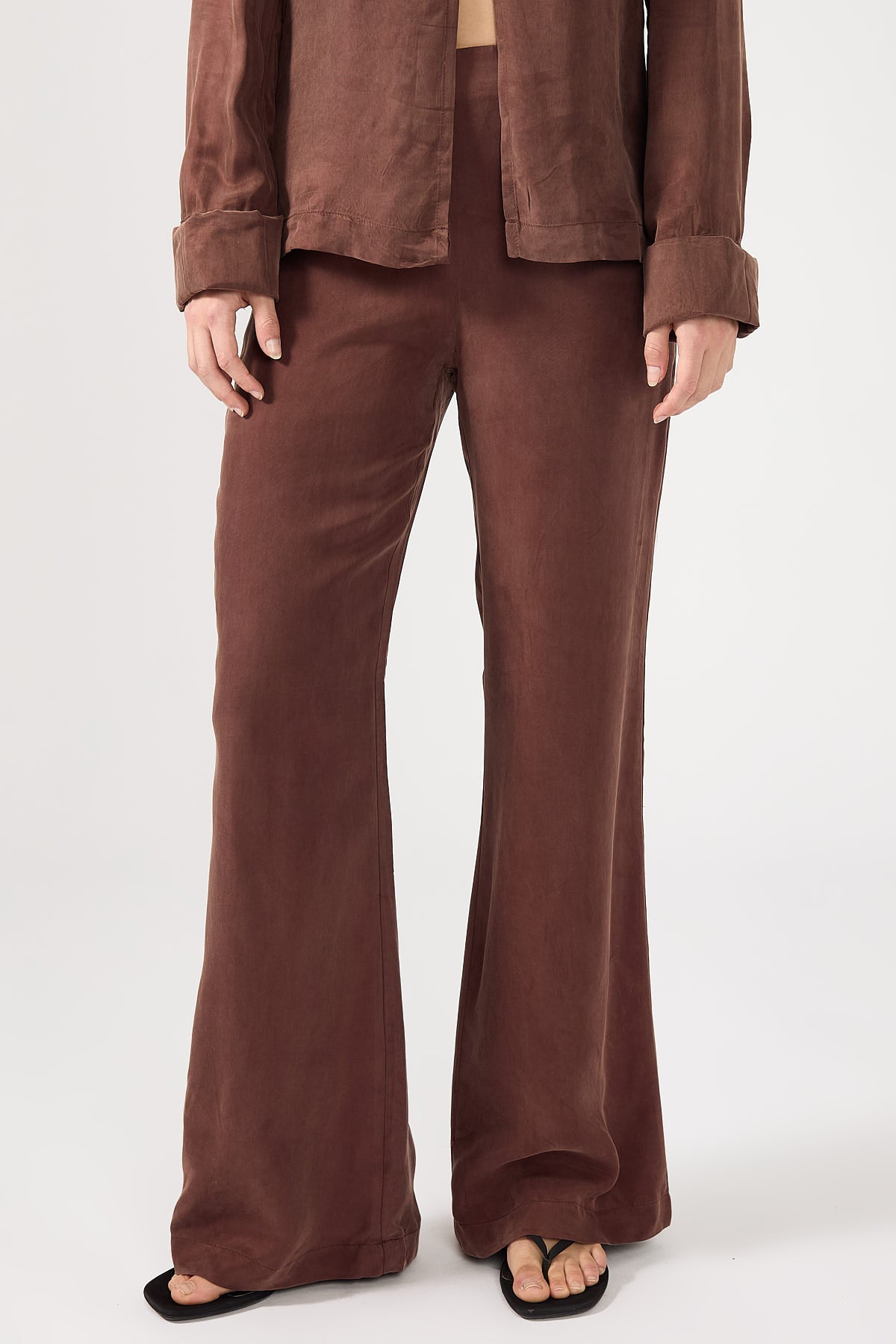 Perfect Stranger Prisca Cupro Wide Leg Pant Brown