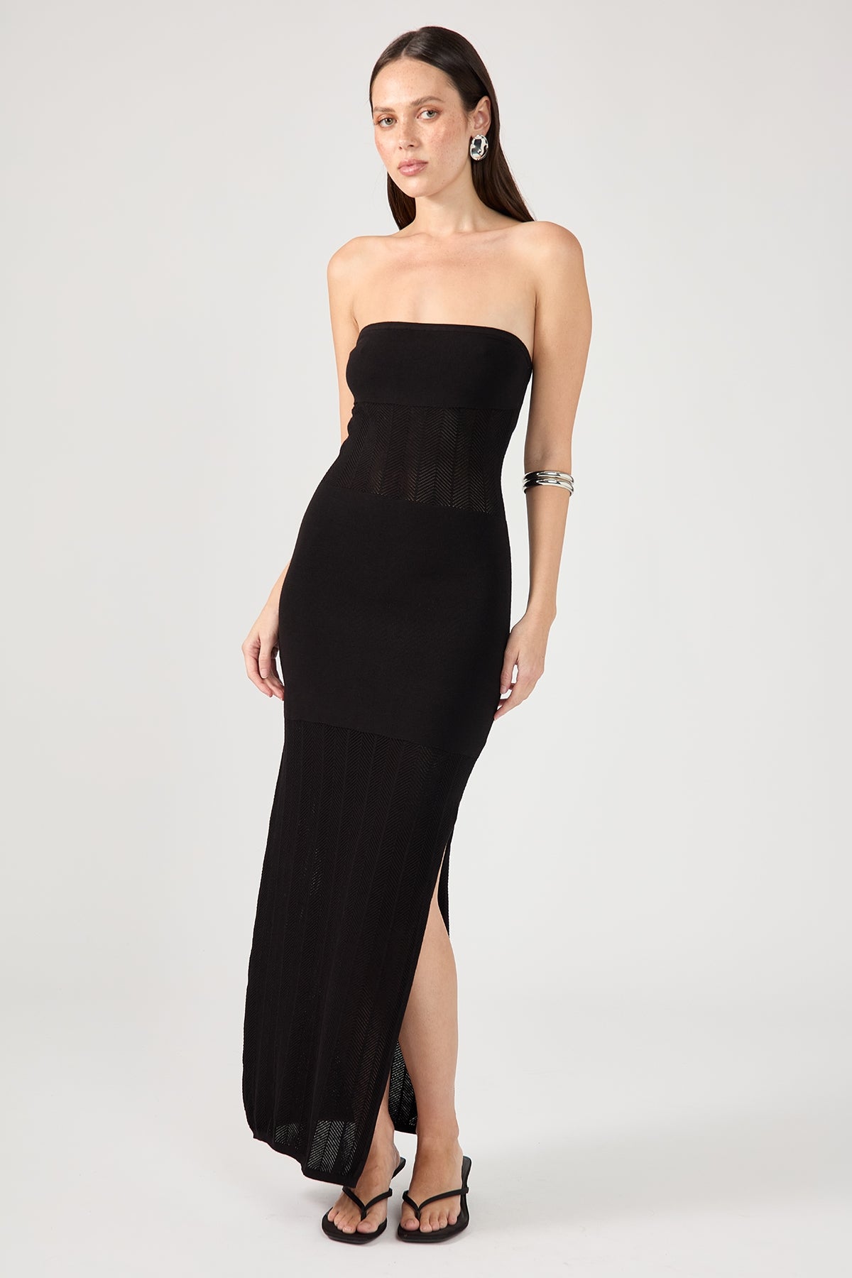 Perfect Stranger IMOGEN STRAPLESS KNIT MAXI DRESS Black