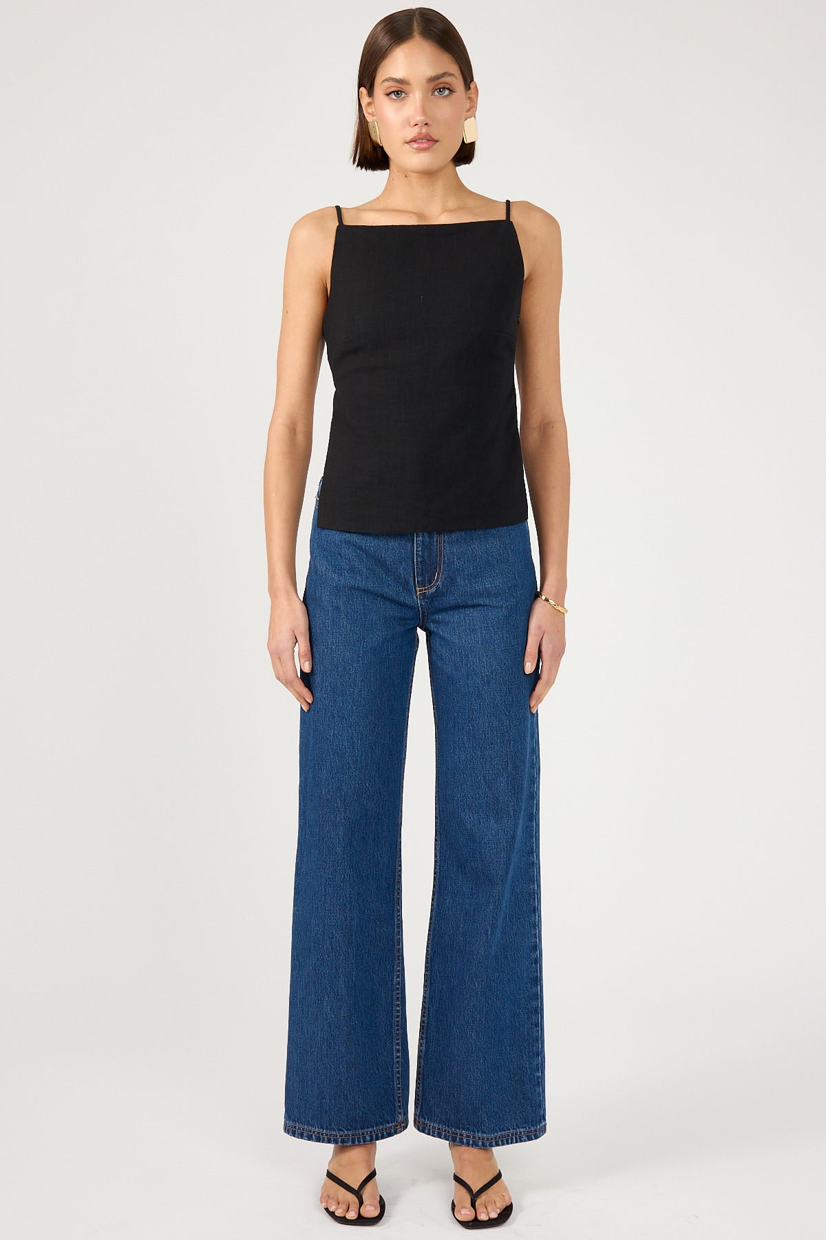 Perfect Stranger Paloma Linen  Top Black