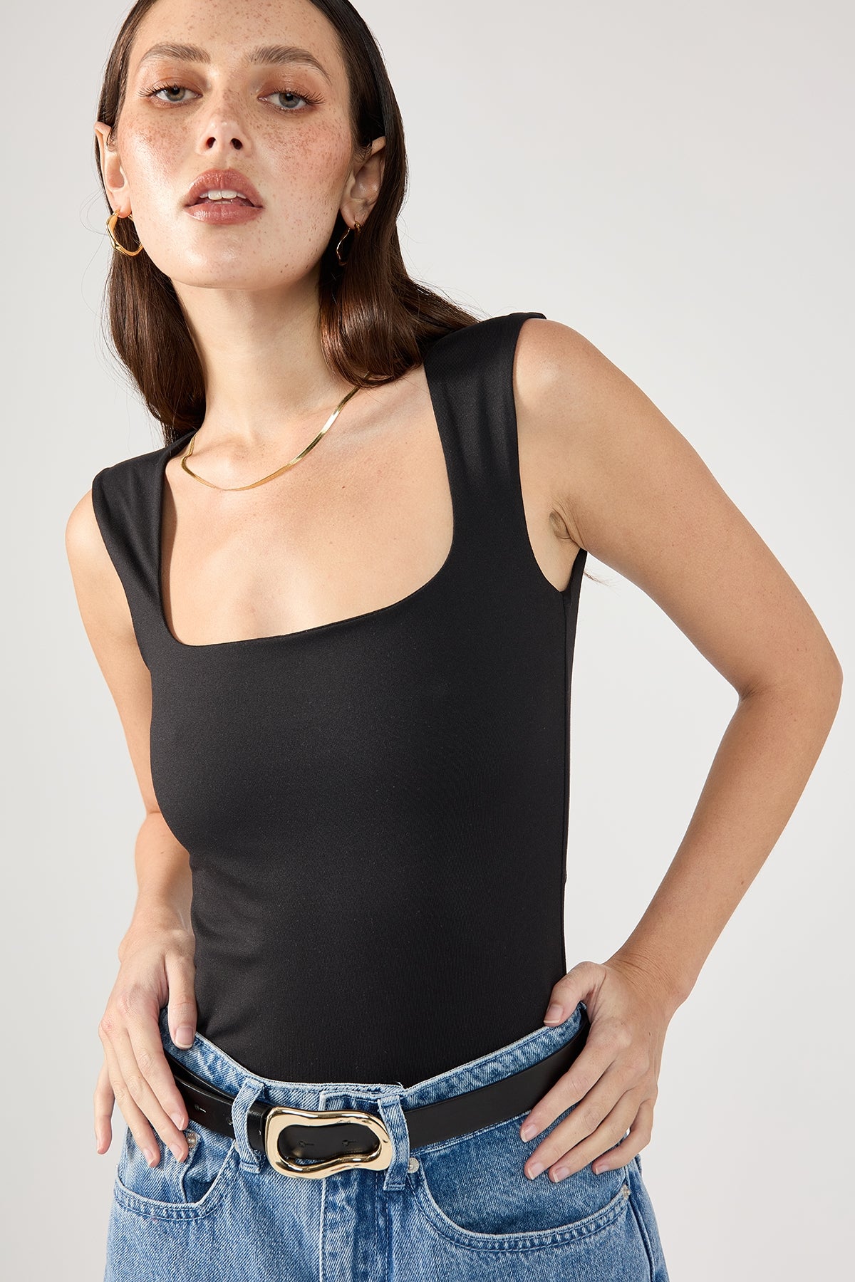 Perfect Stranger Sleek Lines Jersey Bodysuit Black