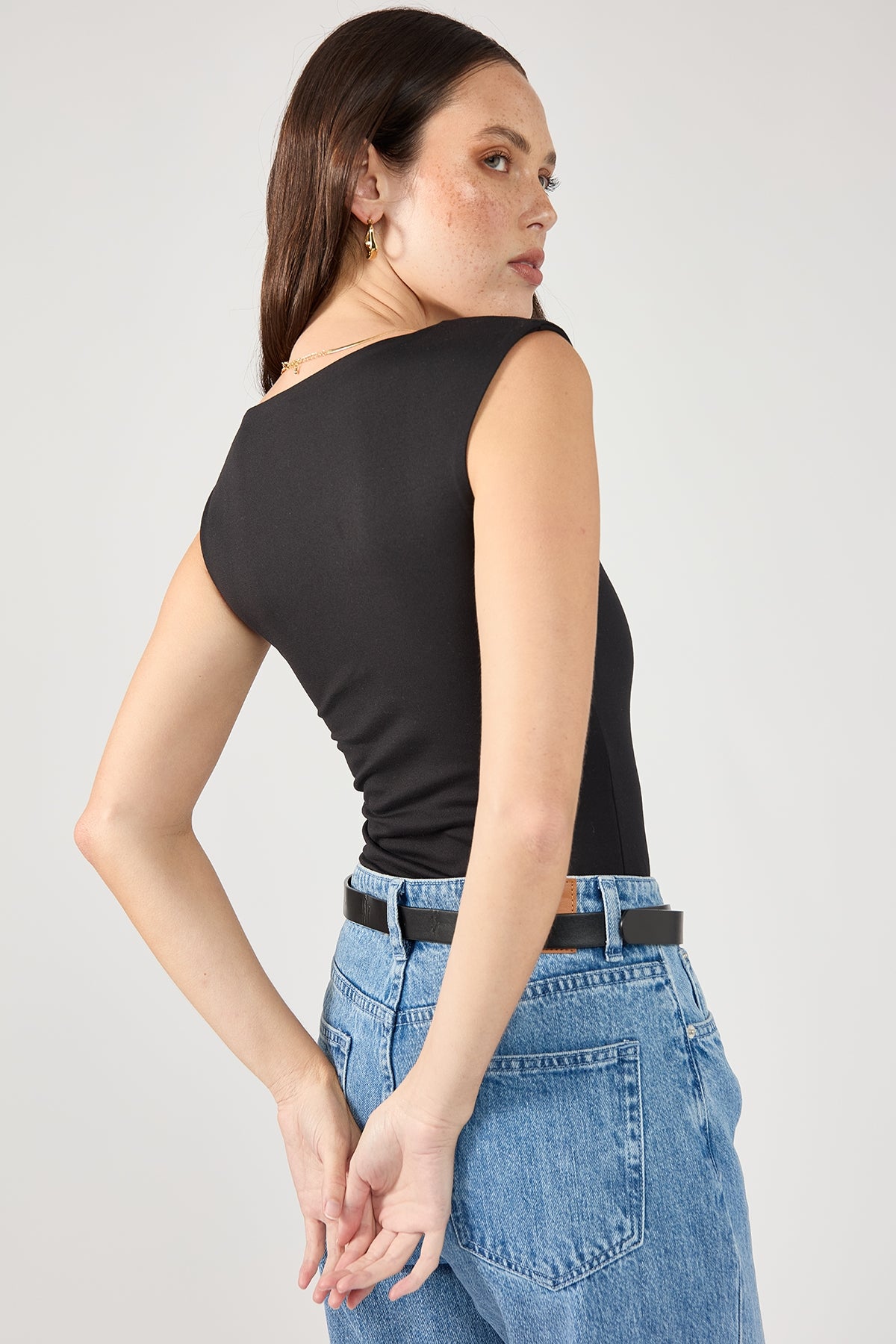 Perfect Stranger Sleek Lines Jersey Bodysuit Black