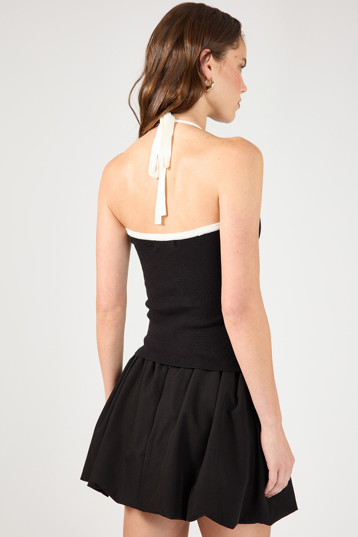 black and white halter top