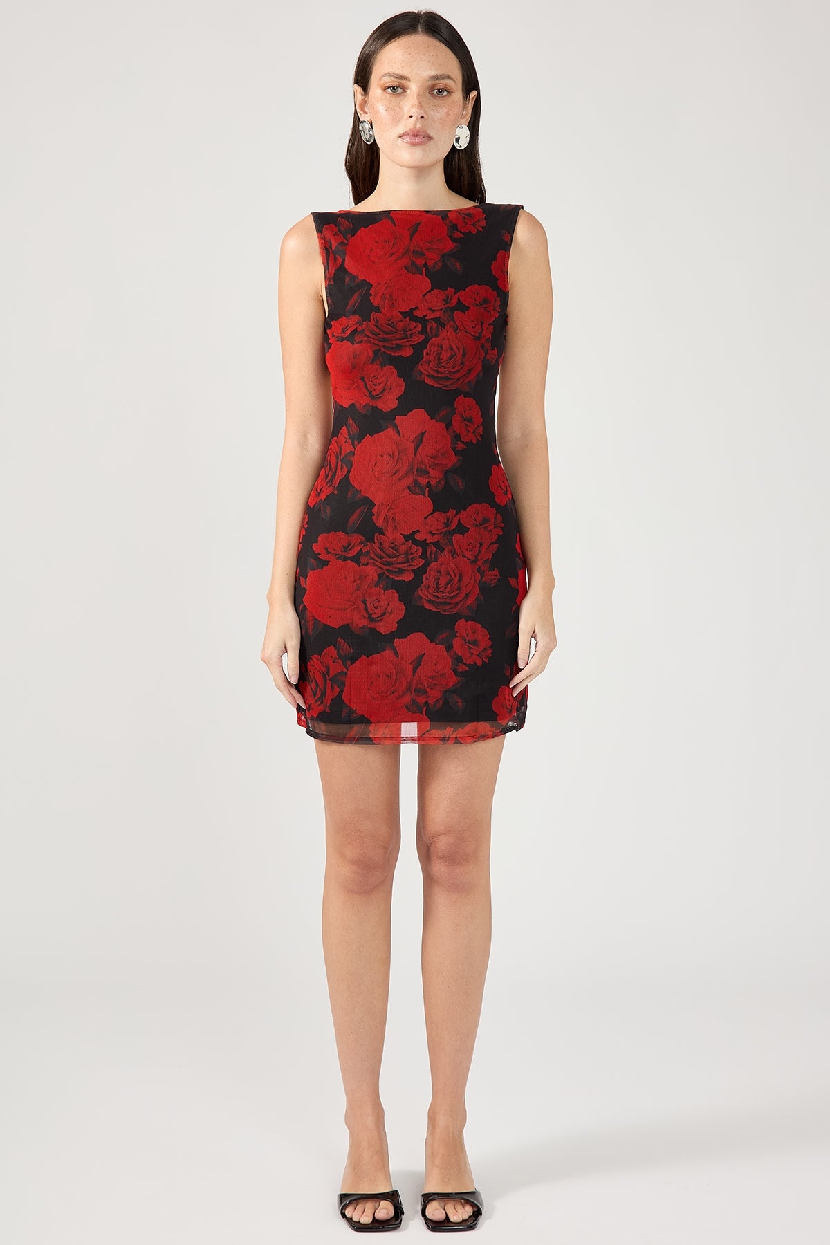 Perfect Stranger La Rosalia Backless Mini Dress Red Print