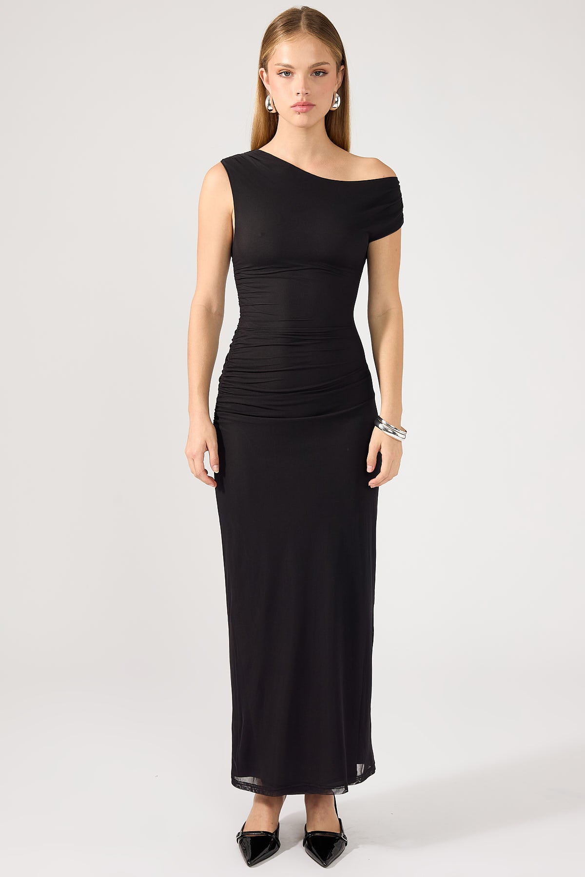 Perfect Stranger Diane Ruched Maxi Dress Charcoal