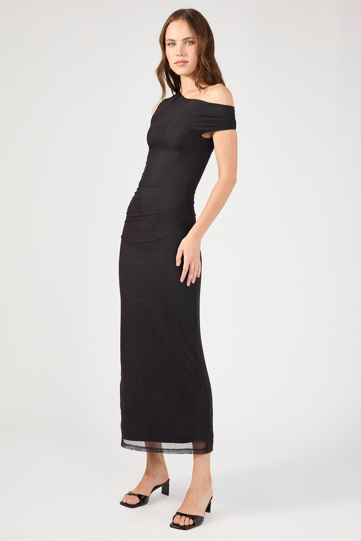 Perfect Stranger Diane Ruched Maxi Dress Charcoal