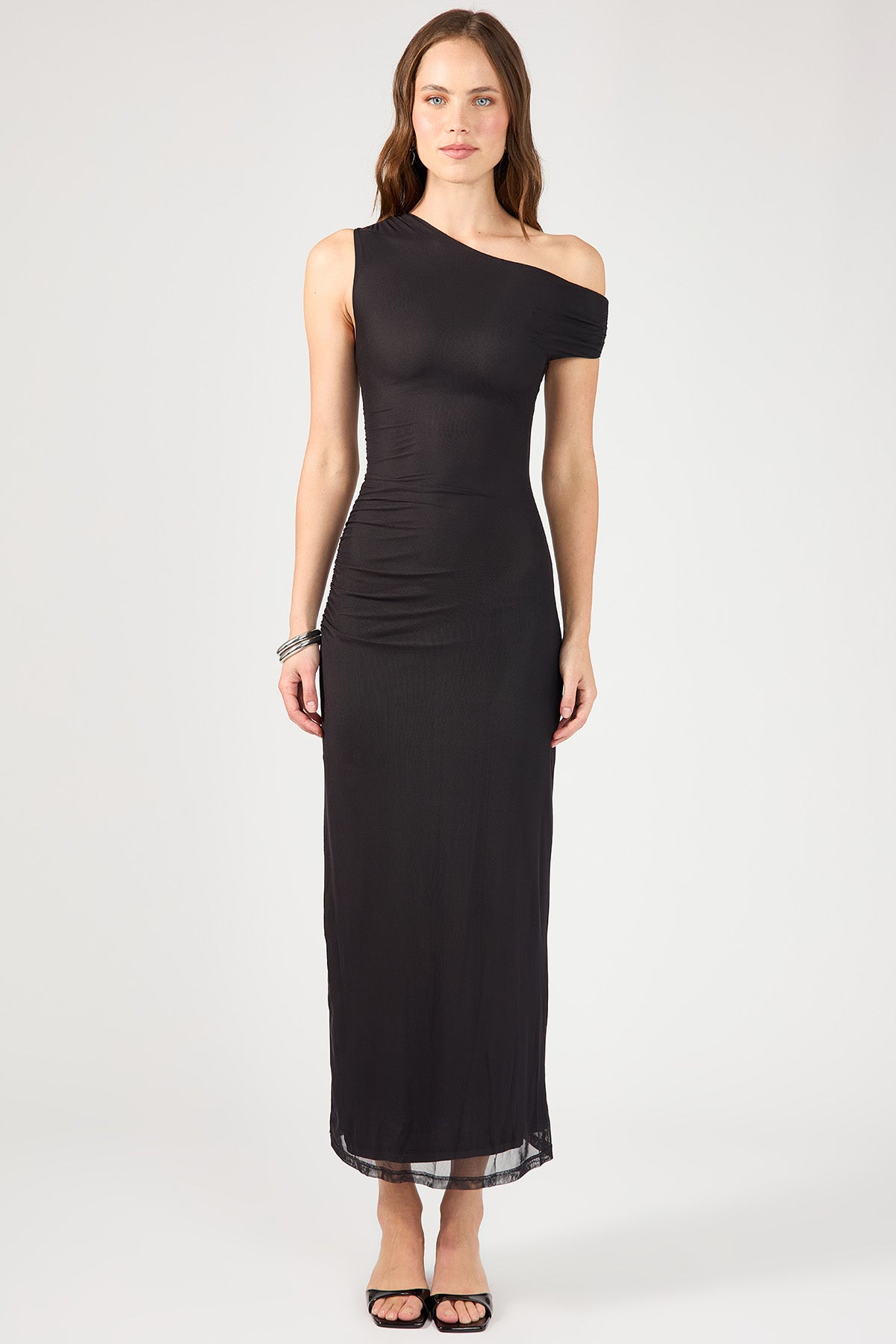 Perfect Stranger Diane Ruched Maxi Dress Charcoal