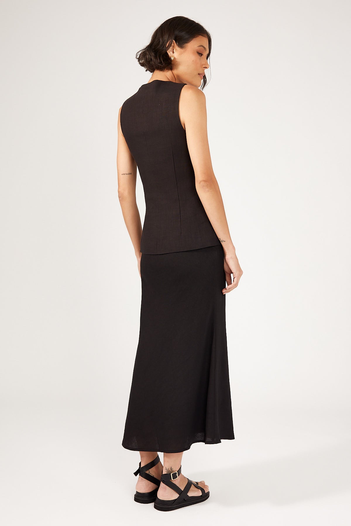 Perfect Stranger Marcella Drawcord Midi Skirt Black