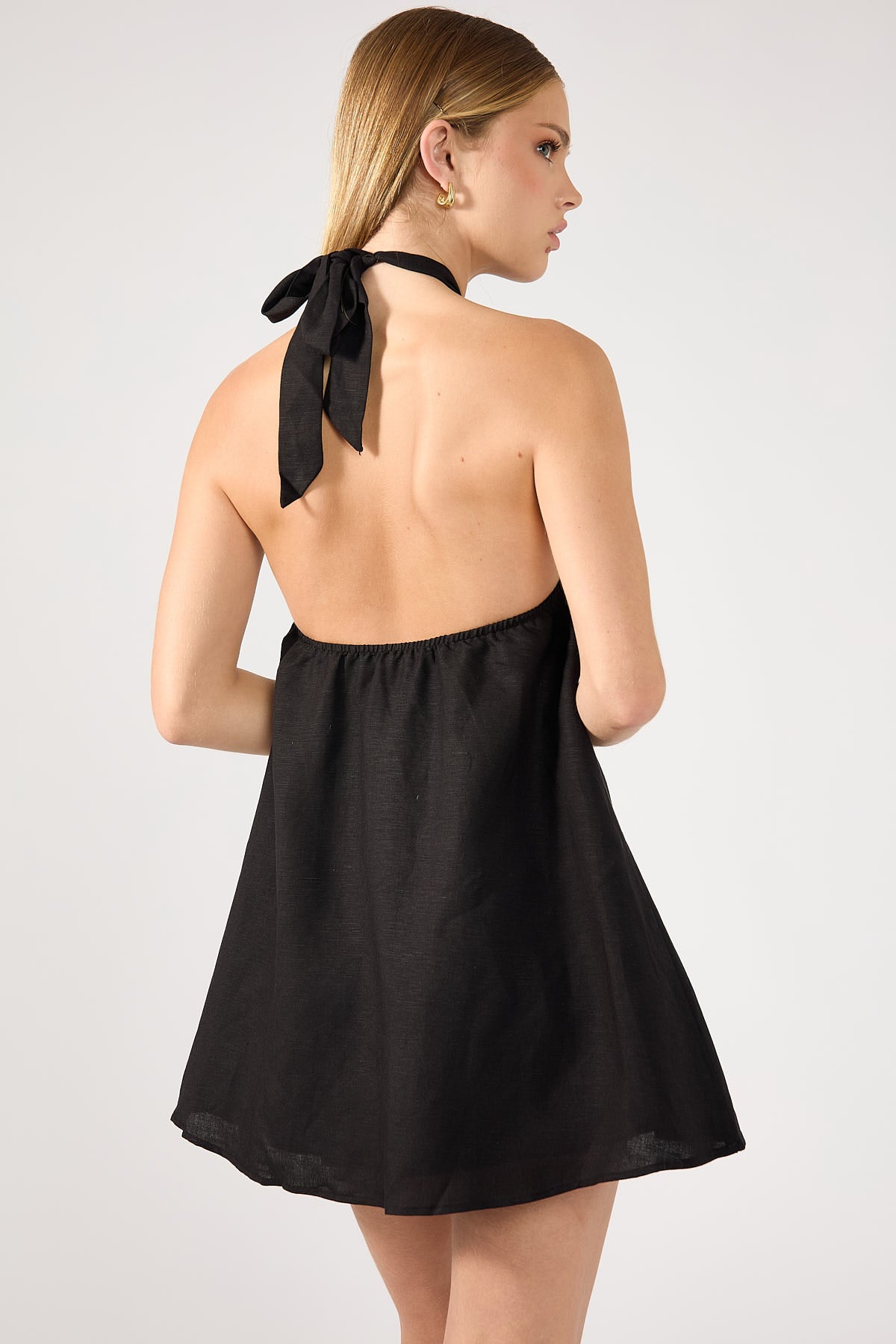 Perfect Stranger Tobago Linen Mini Dress Black